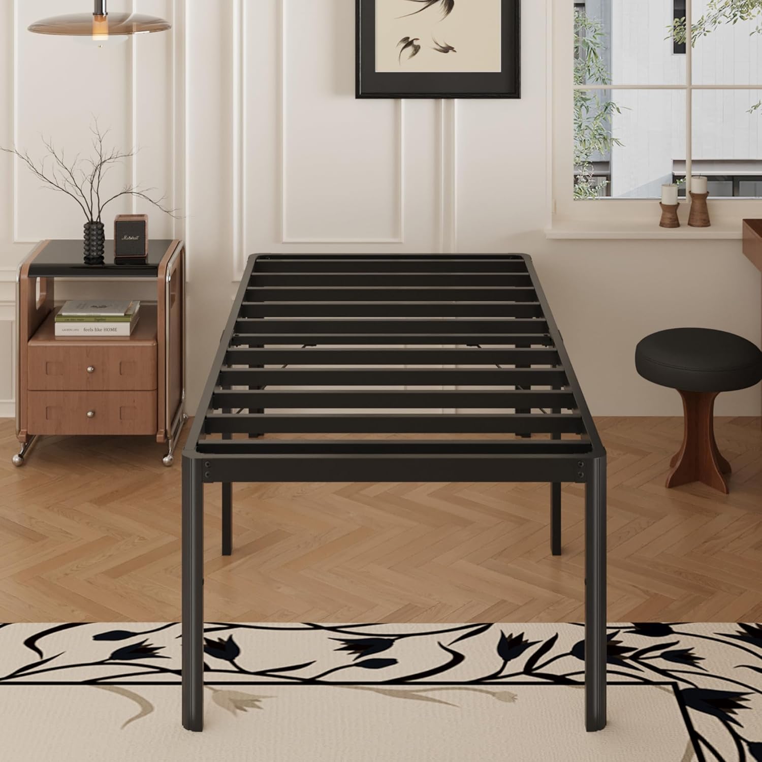 22 Inch High Twin Bed Frames with Rounded Corner Legs, Heavy Duty Metal Twin Size Platform Bed Frame No Box Spring Needed, Easy Assembly, Noise Free, Black - Image 9