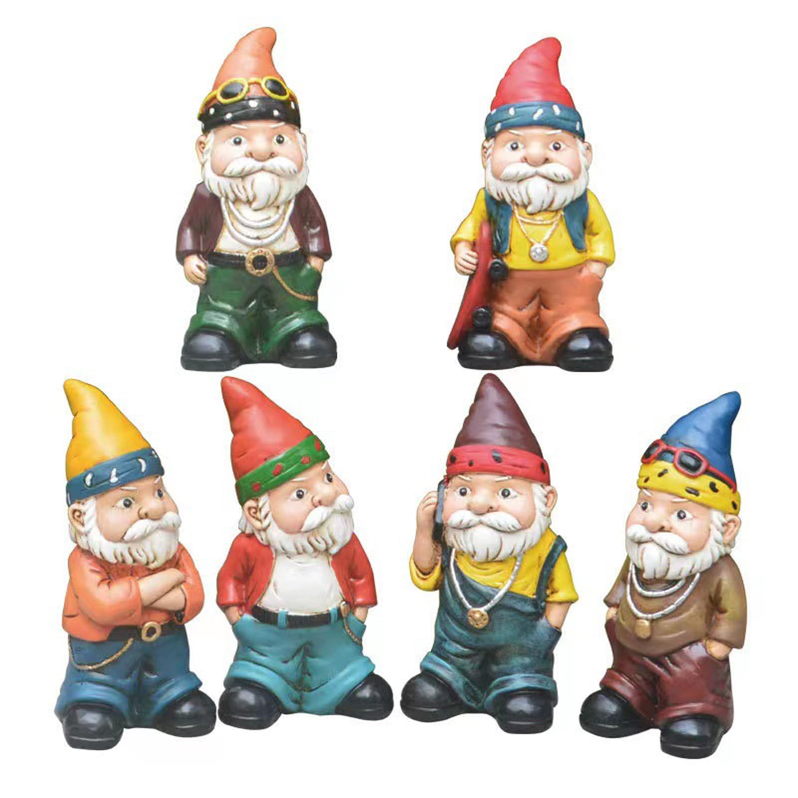 Krasnal ogrodowy z żywicy, punkowa figurka – 11,5 x 6 cm, dekoracja ogrodowa, dekoracyjna żywica krasnal na zewnątrz (mieszana)
