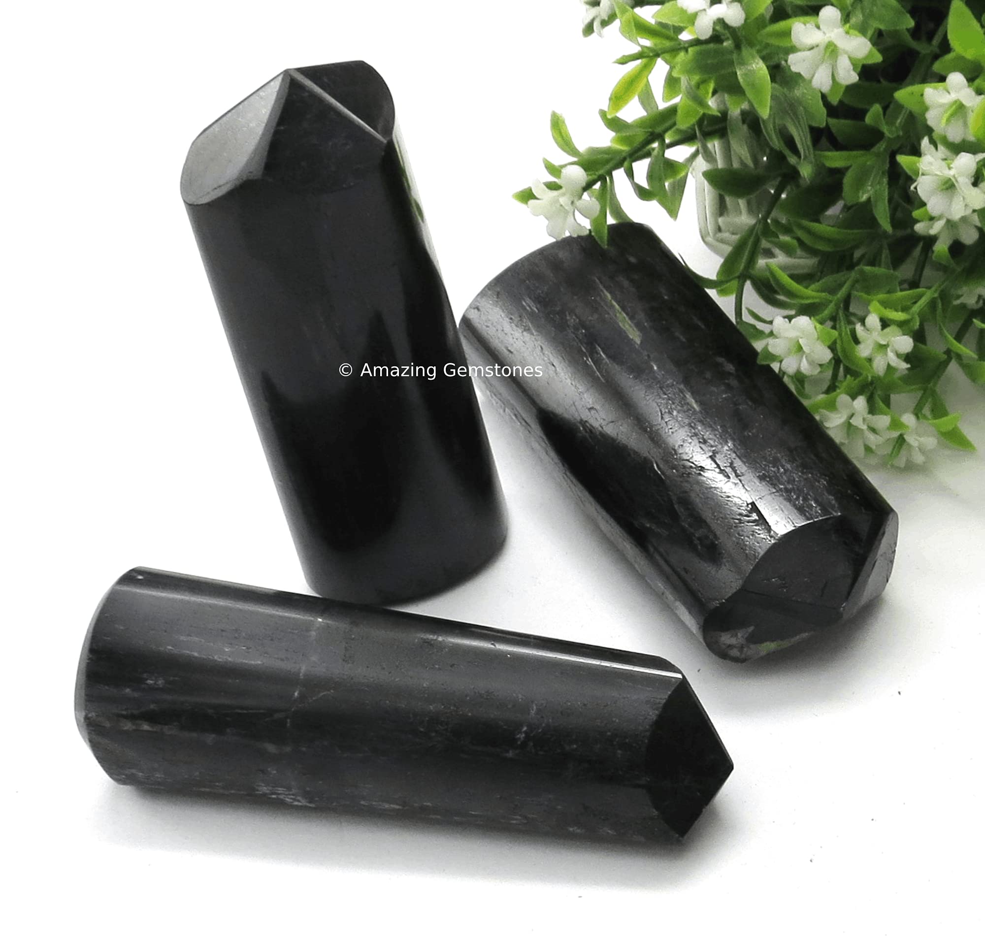 Amazing Gemstone Big Black Tourmaline Crystal Towers ~ Natural Healing Crystal Point Obelisk for Reiki Healing and Crystal Grid (Black Tourmaline (Big), 2" to 3" INCH)