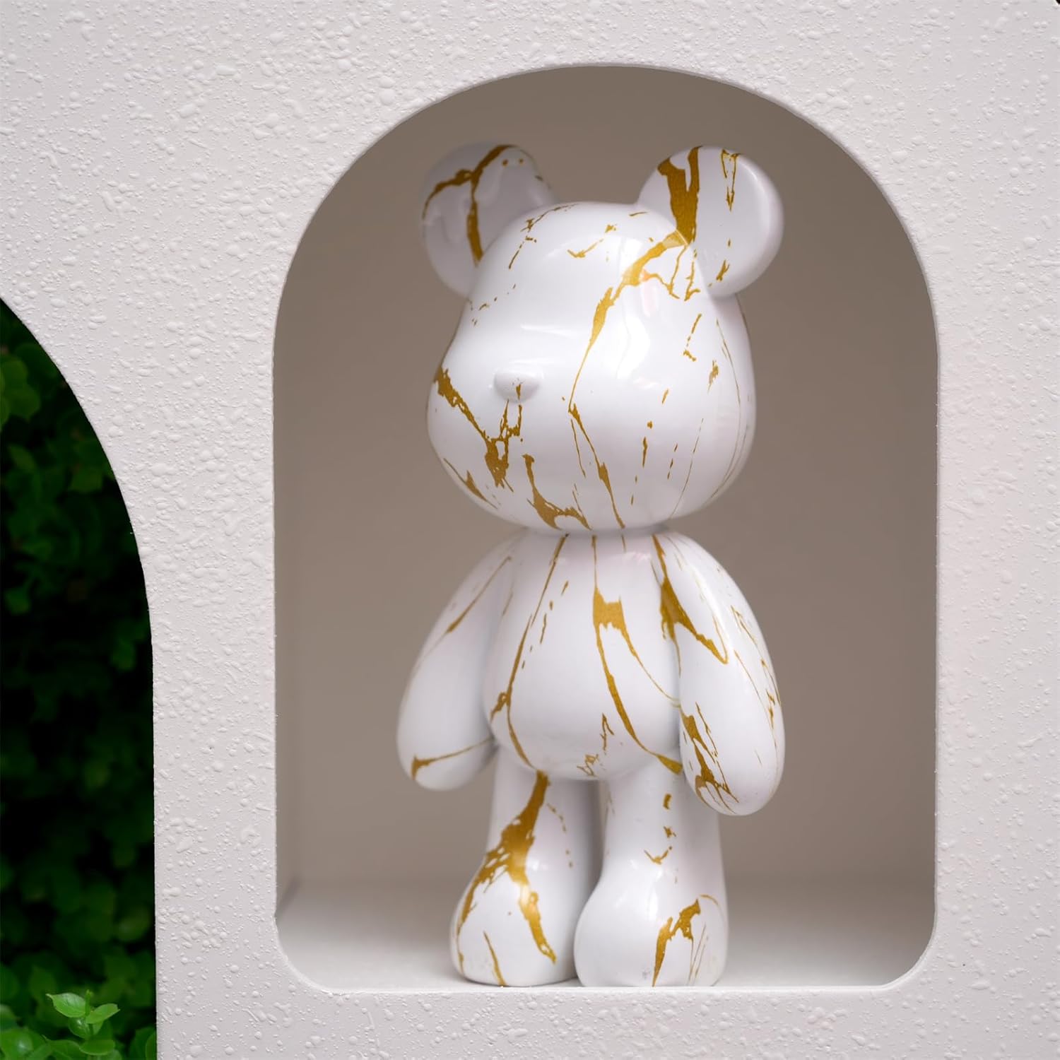 Bear Sculpture Decor for Home, Resin Animal Statue Ornament for Living Room, Bedroom, Office on Table, Shelf, Cabinet (Type A)