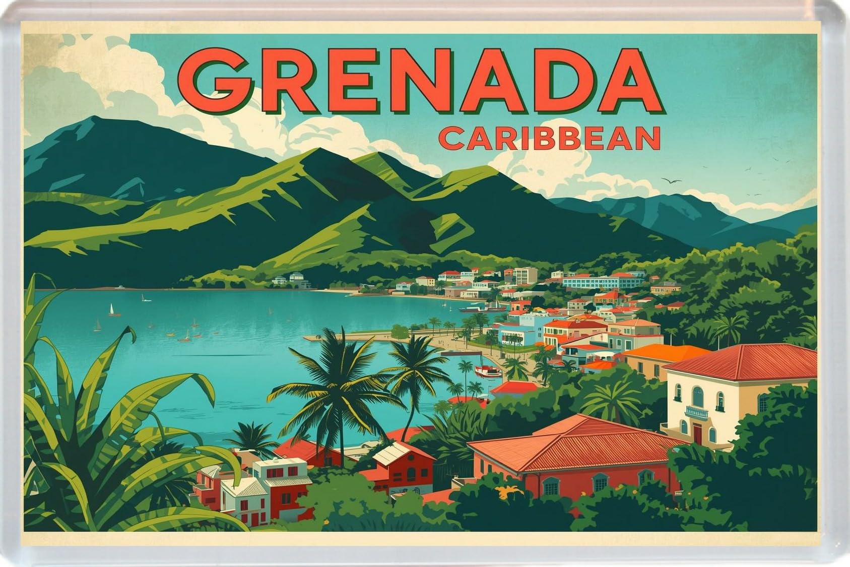 Baked Bean Store Multicolor Grenada - Caribbean - Jumbo Artistic Fridge Magnet 96 X 67Mm Bbsfhm3533
