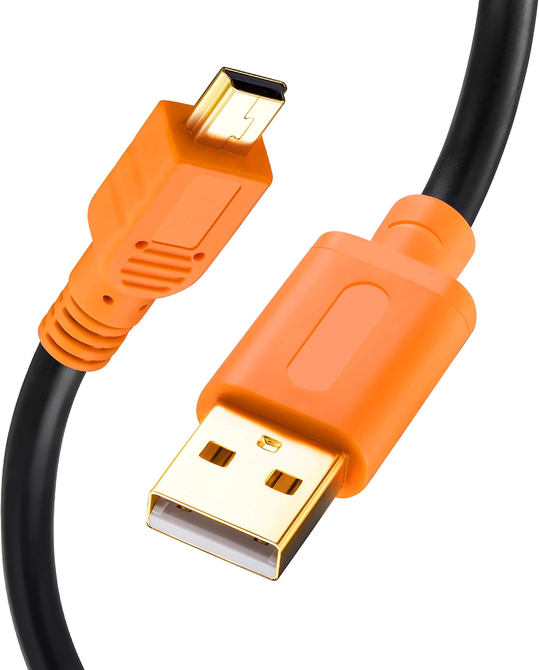 Tan QY Mini USB Cable 20Ft, USB 2.0 Type A to Mini B Cable Male Cord for GoPro Hero 3+, Hero HD, Cell Phones, MP3 Players, Digital Cameras etc (20Ft/6M, Orange)