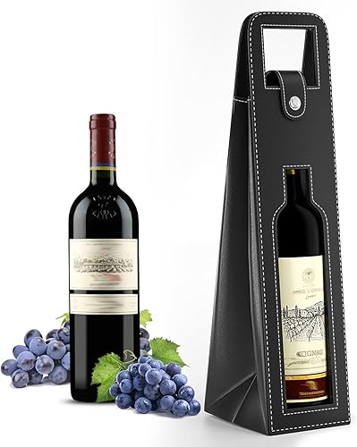 Miniatura 2 de RYDDOY Bolsa de regalo de vino, bolsa de cuero reutilizable, bolsa de regalo de cerveza champán para cumpleaños, boda, fiesta de picnic, regalos de