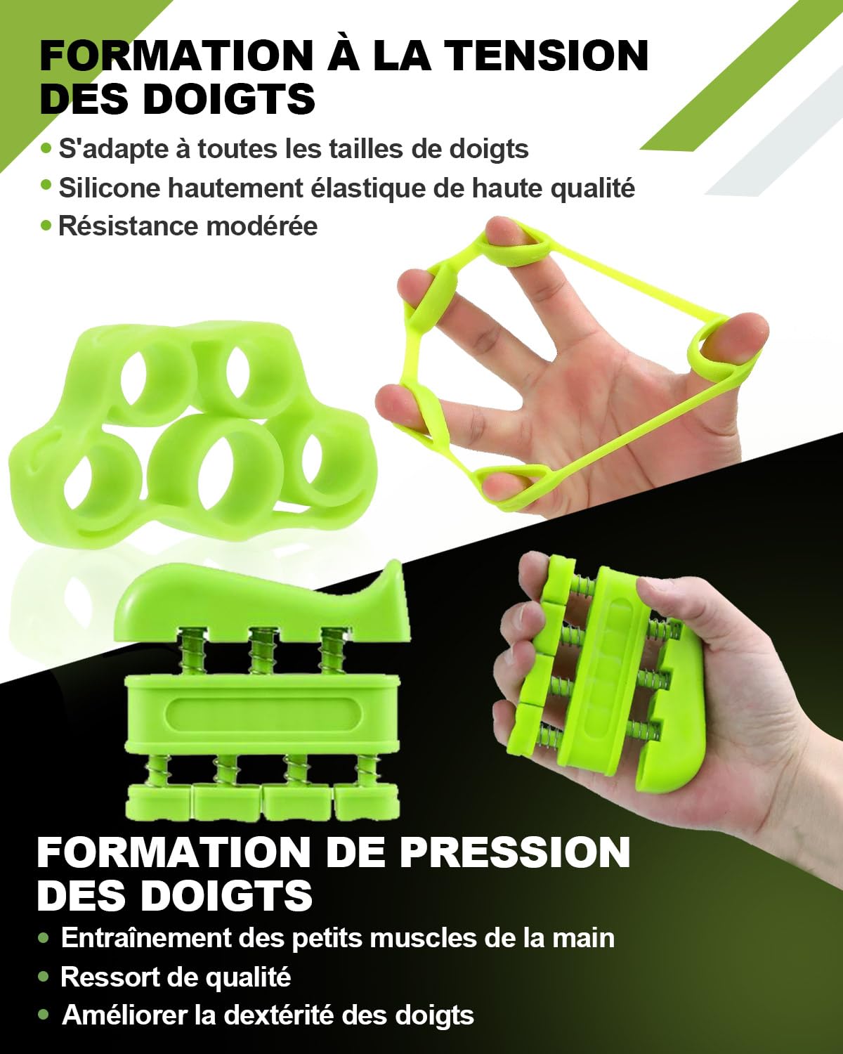 Hand Grip Musculation Kit Vert - Entraîneur Intelligent avec Compteur, Renforcement de Main et Avant-Bras, Pince de Musculation de 5 Réglages (10-100kg), Exerciseur de Doigts avec Poignée