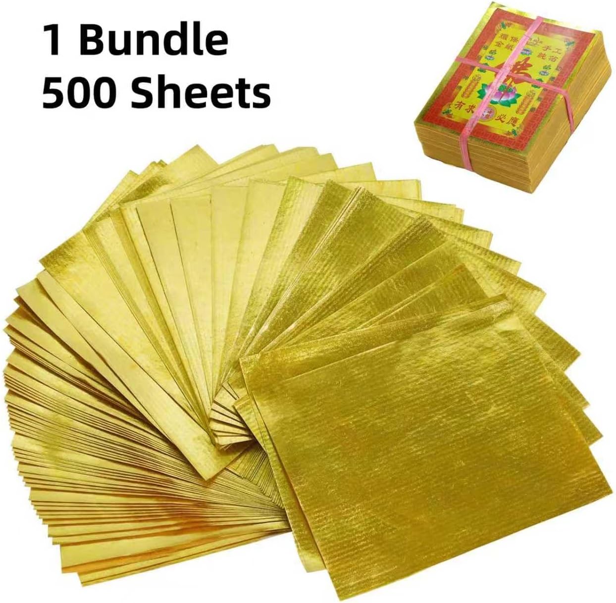 500Pcs Joss Paper Gold Full Gold Foil Burn Paper Ancestor Money for Traditional Ceremonies Ancestral Worship