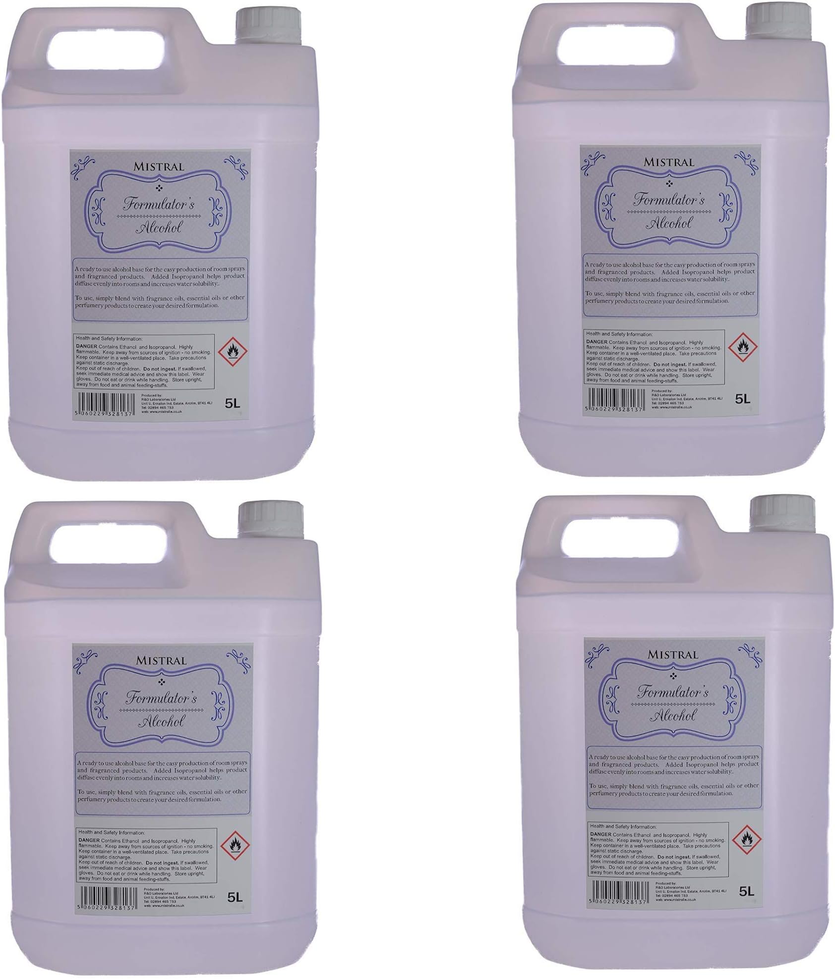 MISTRAL Formulators Alcohol - Base for making Fragrances and Sprays (4x5L)