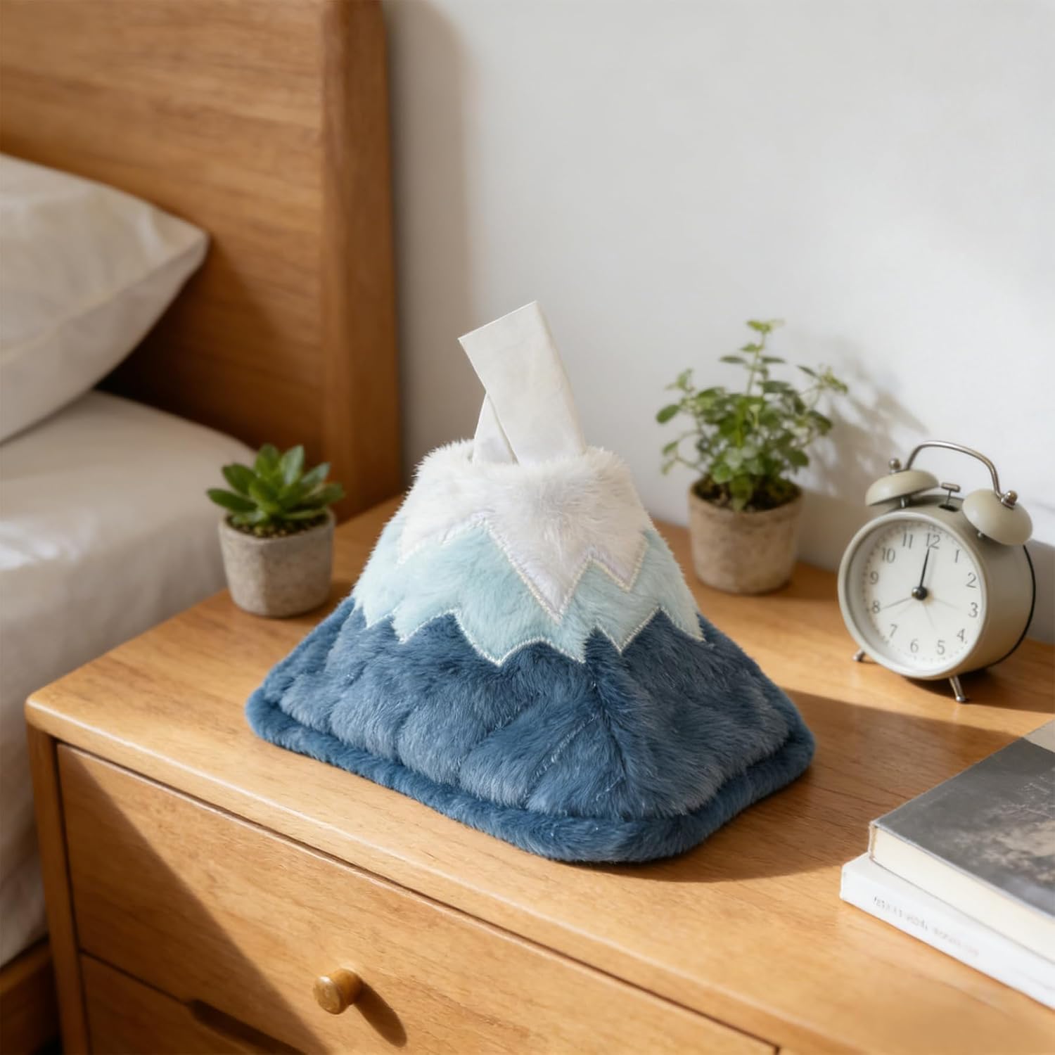 Decorative Tissue Box Cover, Mountain Design Tissue Holder, Soft Fabric, Creative Home Decor for Living Room, Bedroom, Bathroom, Kitchen image 2