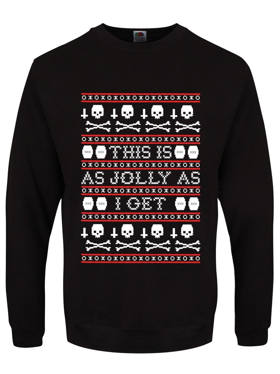 Grindstore Men's Black This Is As Jolly As I Get Christmas Sweater