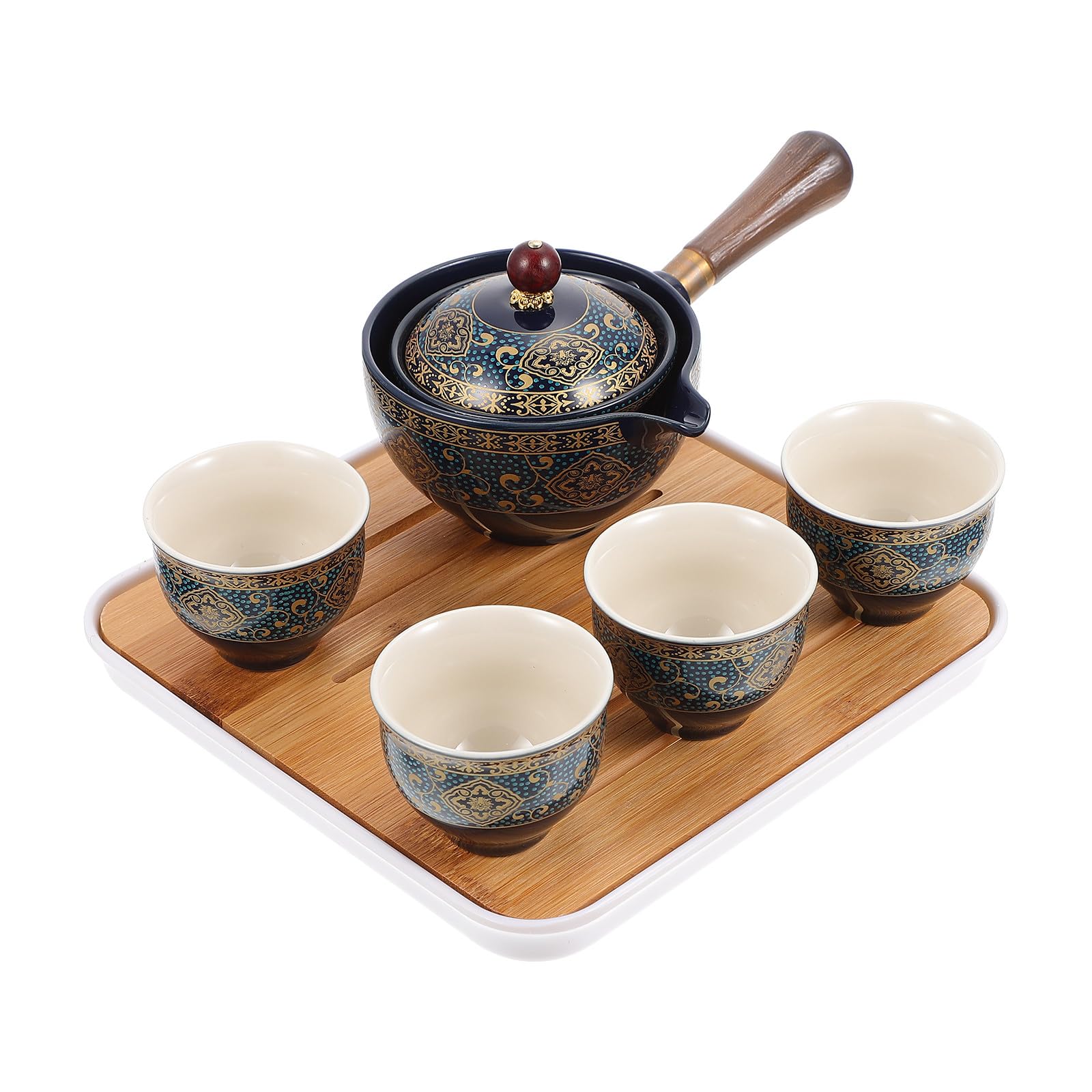 Juego de té kung fu portátil con filtro automático y tazas de cerámica para casa