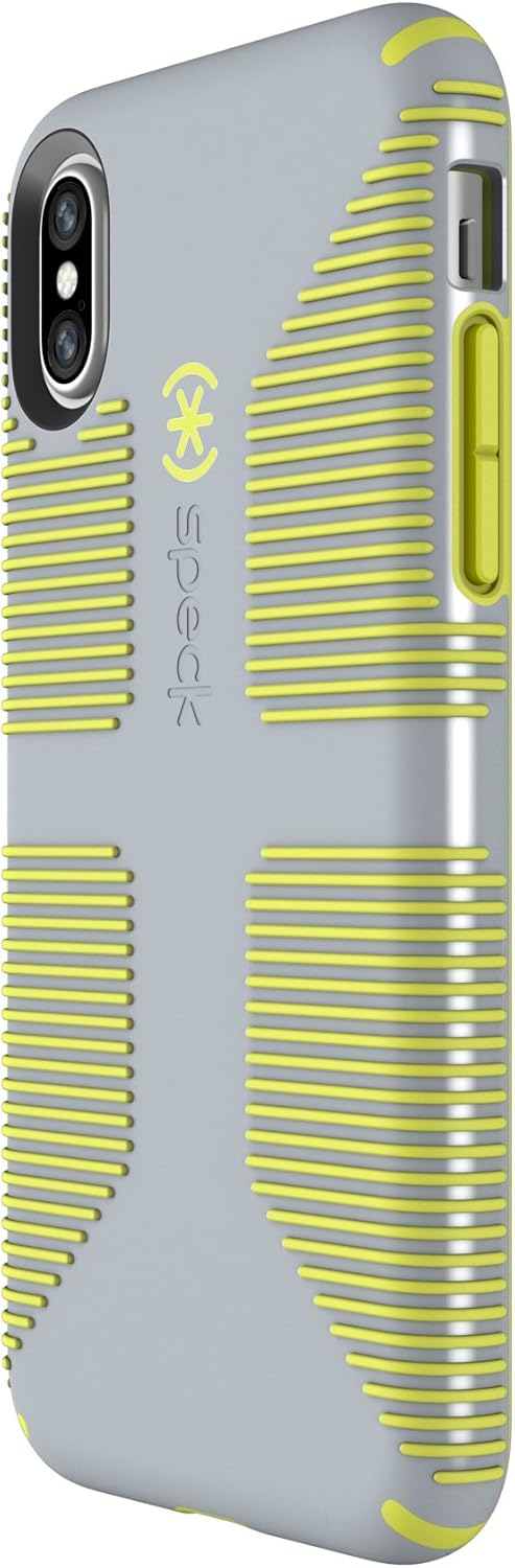 Speck Products CandyShell Grip Cell Phone Case for iPhone XS/iPhone X - Nickel Grey/Antifreeze Yellow