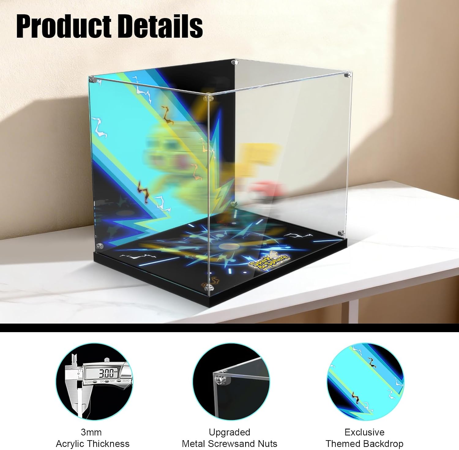 Led Acrylic Display Case Compatible with Lego 72152 Pikachu and Poké Ball Building Blocks, Lighting Dustproof Protective Storage Box, Ideal Gift for Collectors (Model not Included)
