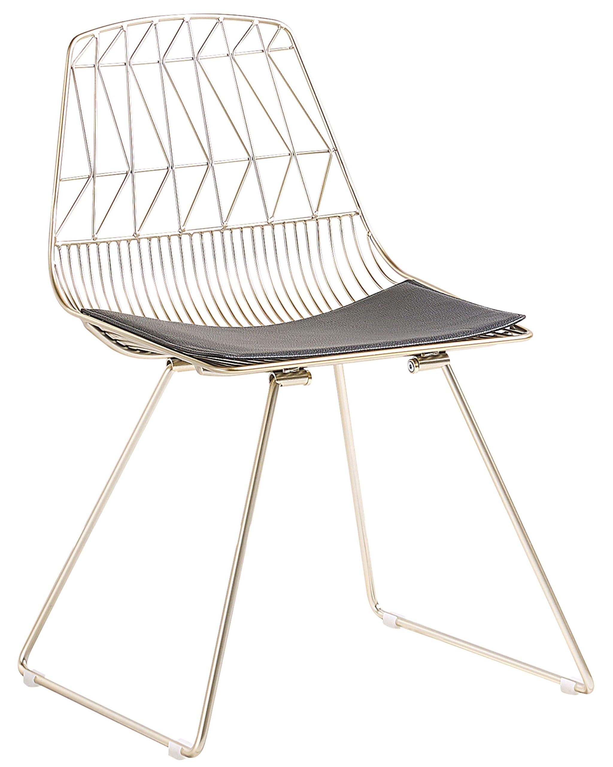 Beliani Lot 2 Chaises Industrielles en Métal Doré Assie en Cuir PU Noir et Design Tendance pour Salle à Manger Salon ou Chambre Moderne