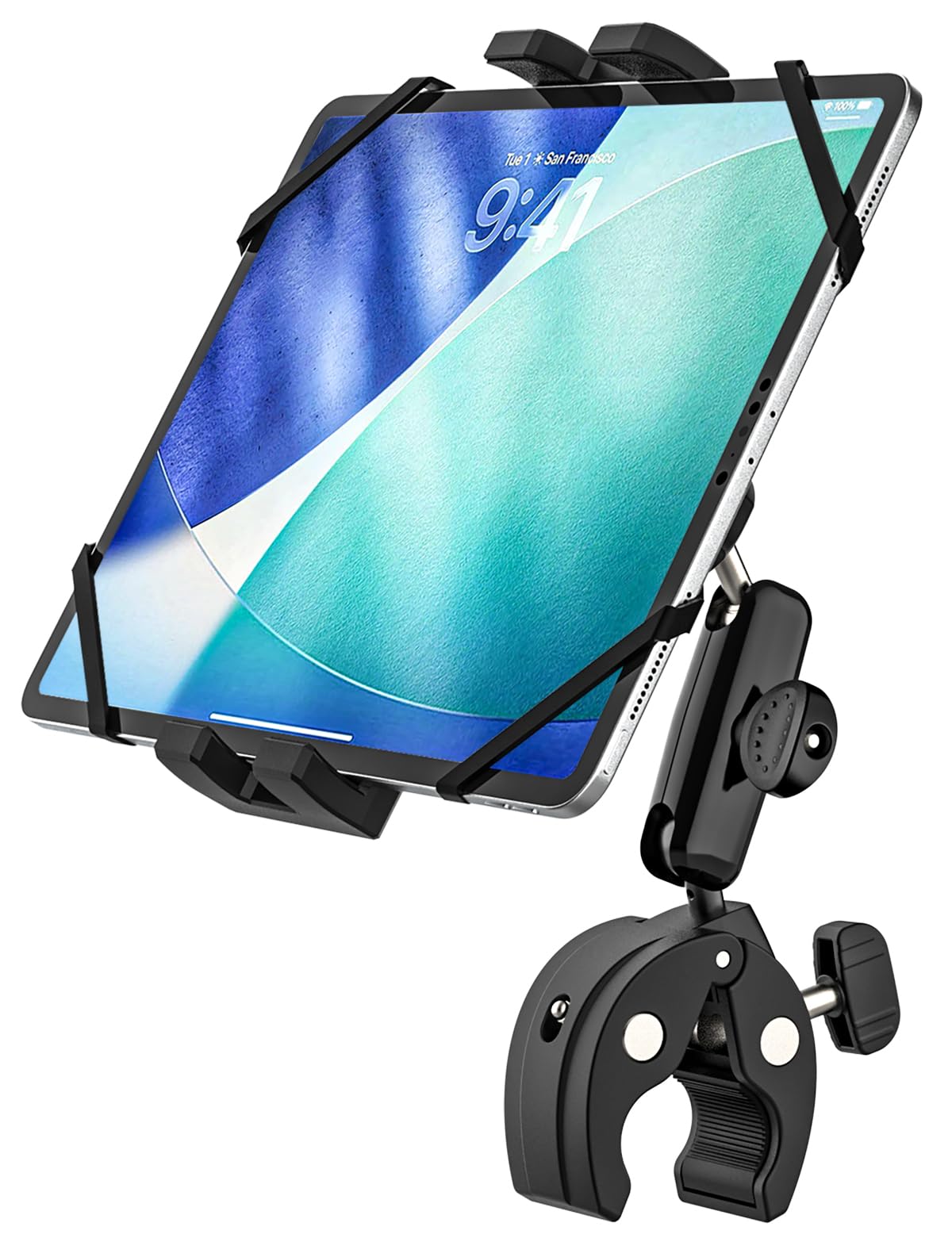Oilcan Supporto Tablet Moto, Bici, Barca, Passeggino - Braccio Regolabile in Alluminio, Porta iPad Manubrio Asta Tubo Palo per Tablet e Telefono da 4-13", iPad Pro Air Mini/Galaxy Tab/Fire/iPhone