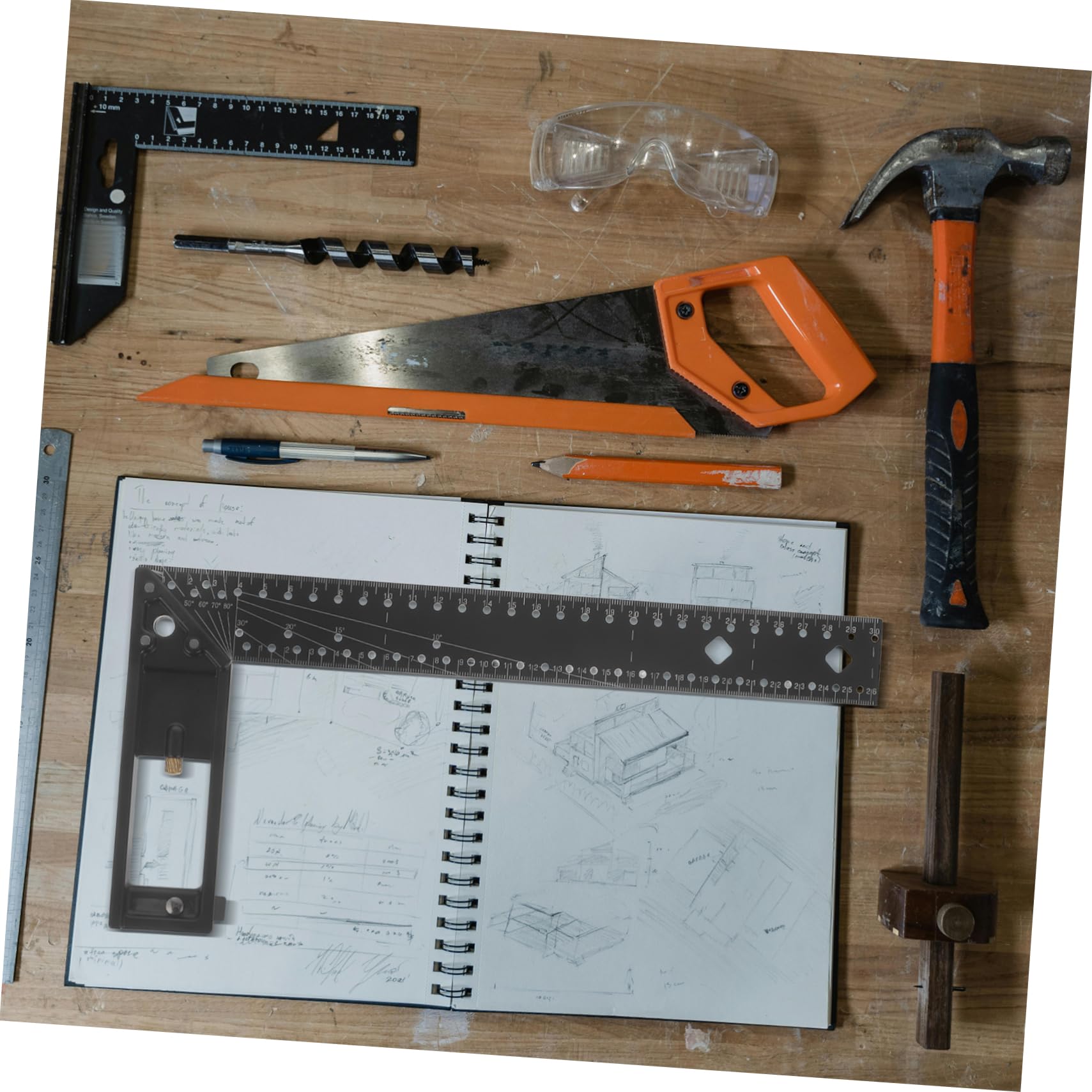 Mehrwinkel Präzisionslineal aus Verstellbar Aluminiumlegierung 45° Messlineal Verschiebbares Kombinationsdesign für Holzbearbeitung und Bau