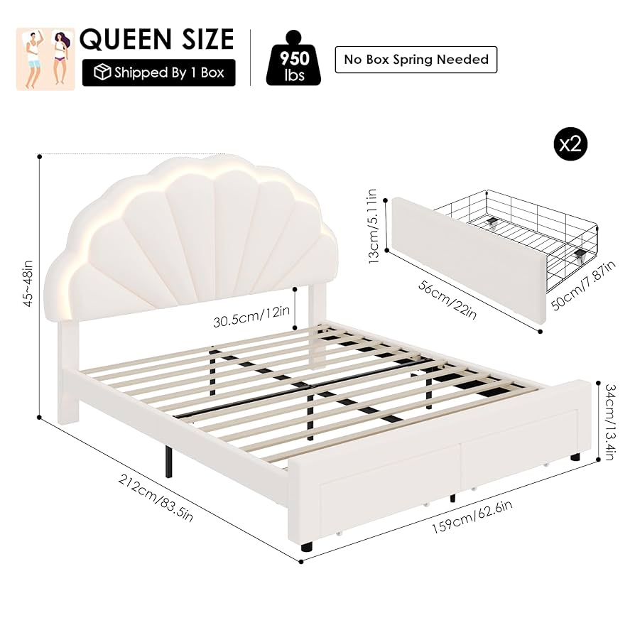 Amazon.com: HIFIT Queen Upholstered Smart LED Bed Frame with