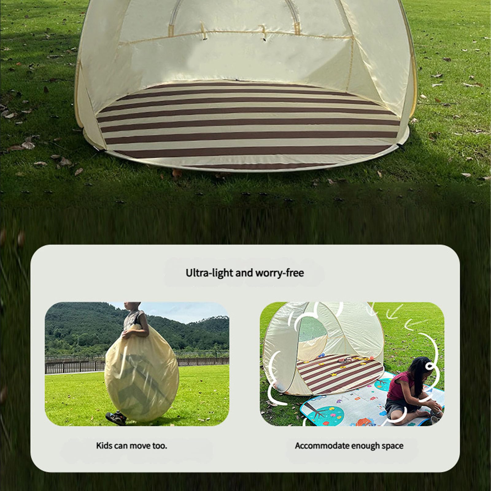 Refugio Solar a Prueba de con Apertura Diseño de Bolsa de Transporte Conveniente Tela Resistente Agua para Ocio Aire Tienda de campaña Familiar con Protecciones