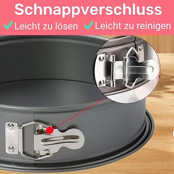 Round Springform Cake Tin, Round Springform Tin, Flat Base, Baking Tin, Round, Non-Stick Coating, Cake Tin, Round, Leak-Proof, Birthday Wedding (15/18/22/25 cm)