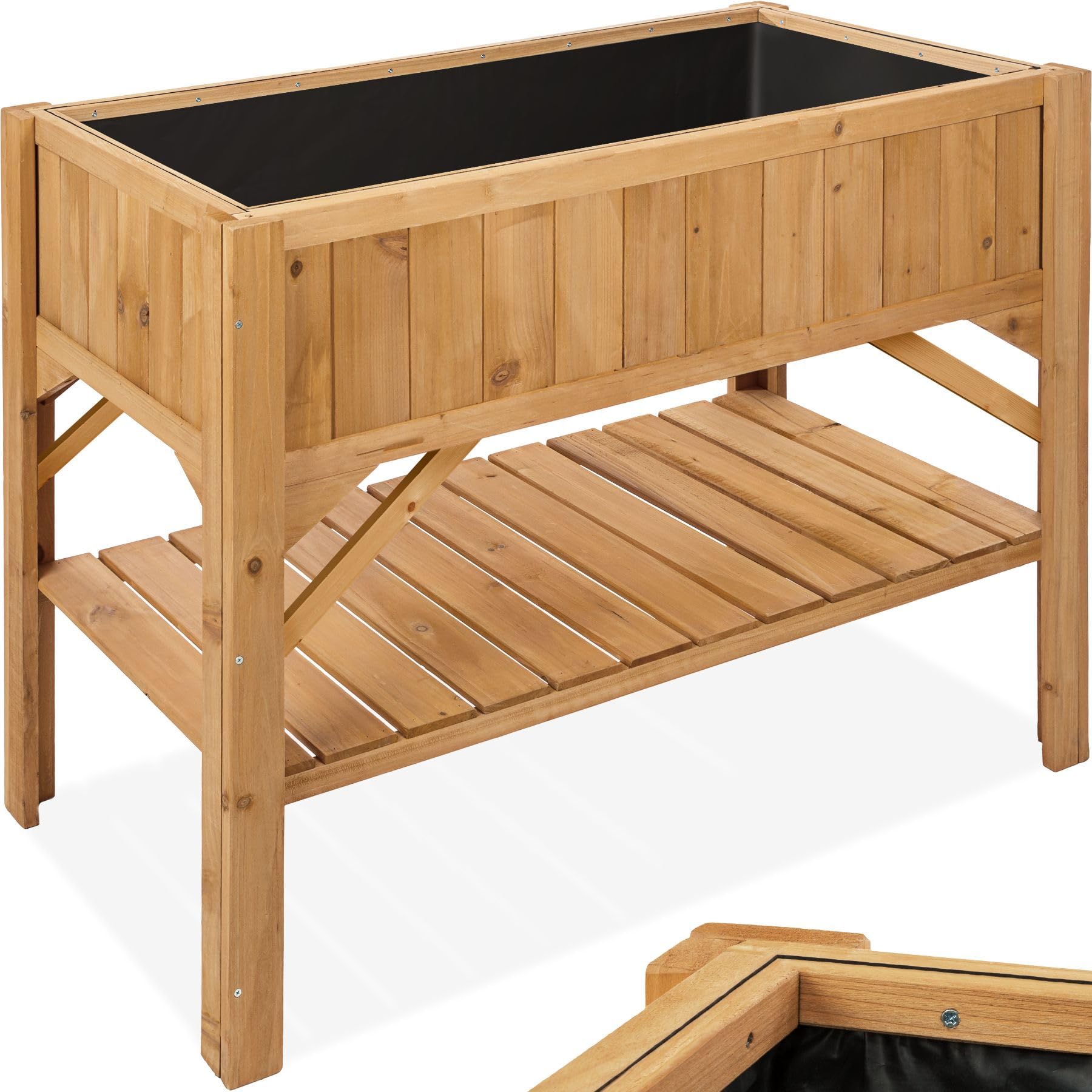 Carré Potager Surélevé KÜB 90 L En Bois - 80x80x80 Cm, Traitement Naturel, Géotextile Inclus