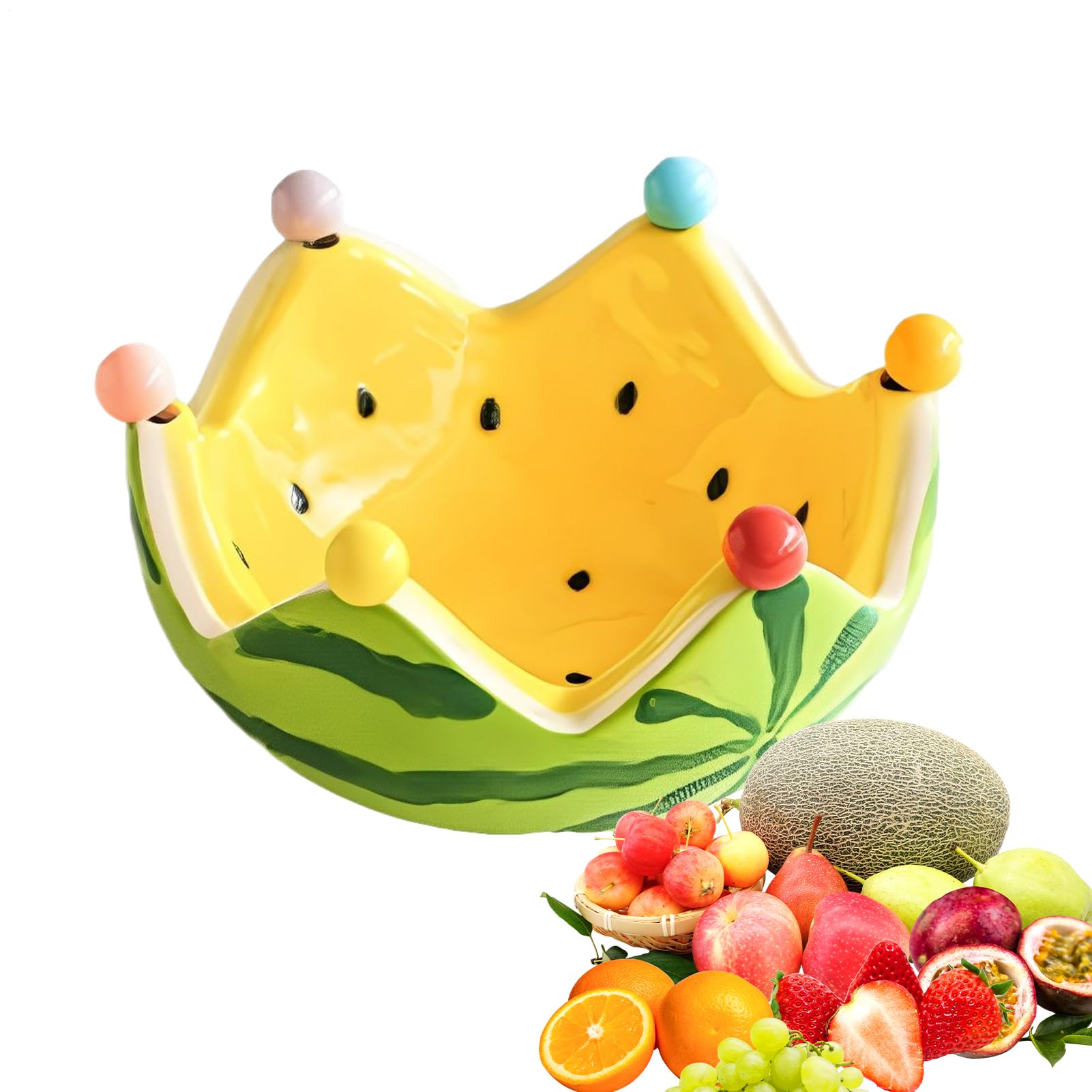 Bols à salade de pastèque en céramique avec 6 fourchettes incluses pour vos tables d'été