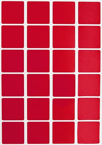 Royal Green Etiquetas adhesivas cuadradas para todo uso de 1 pulgada - Etiqueta autoadhesiva 1 x 1, rojo 0.984 in - Paquete de 2400