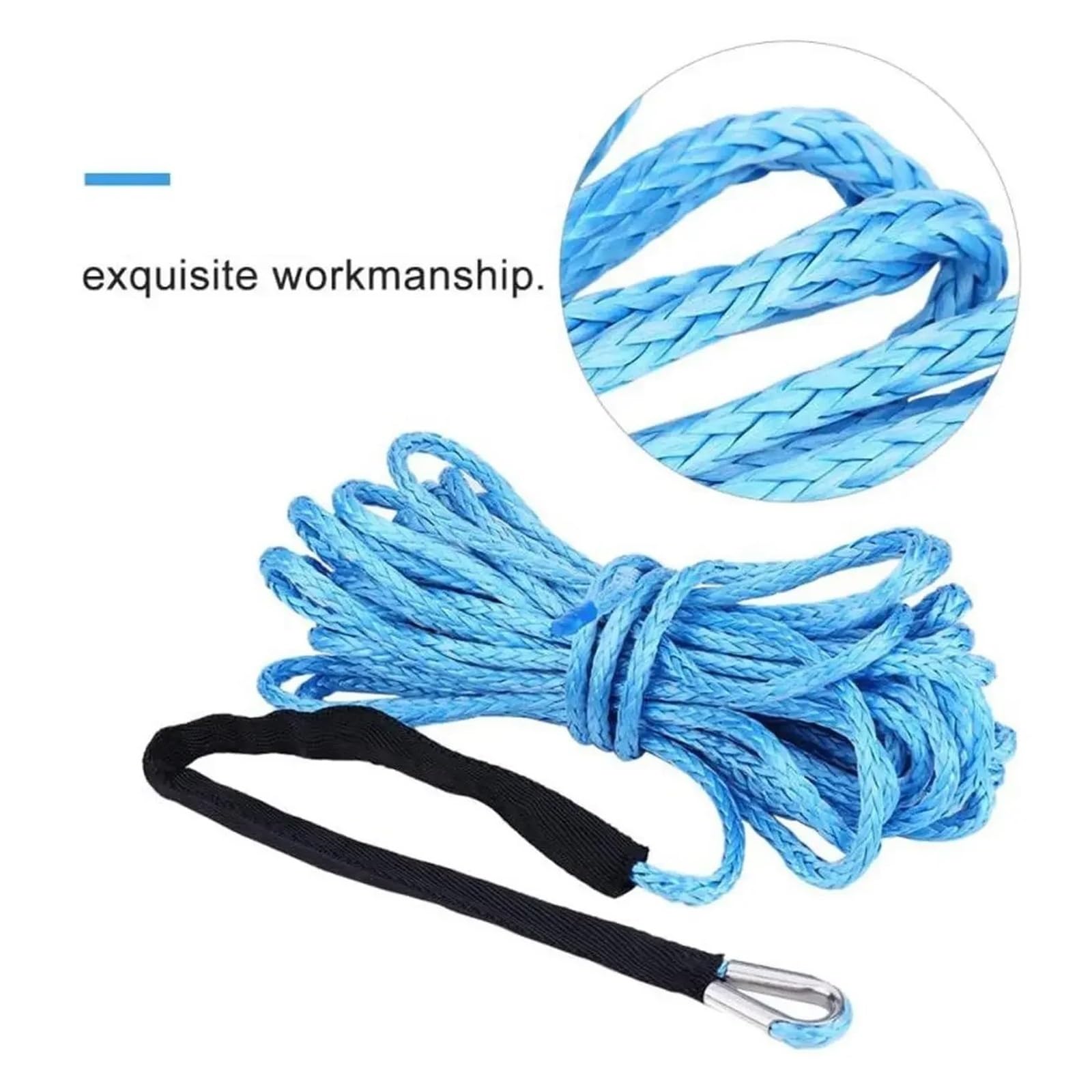 Corda di Traino Verricello con Fune in Fibra Sintetica da 6 Mm * 15 M (4 T). Facile E Sicuro(Gray)