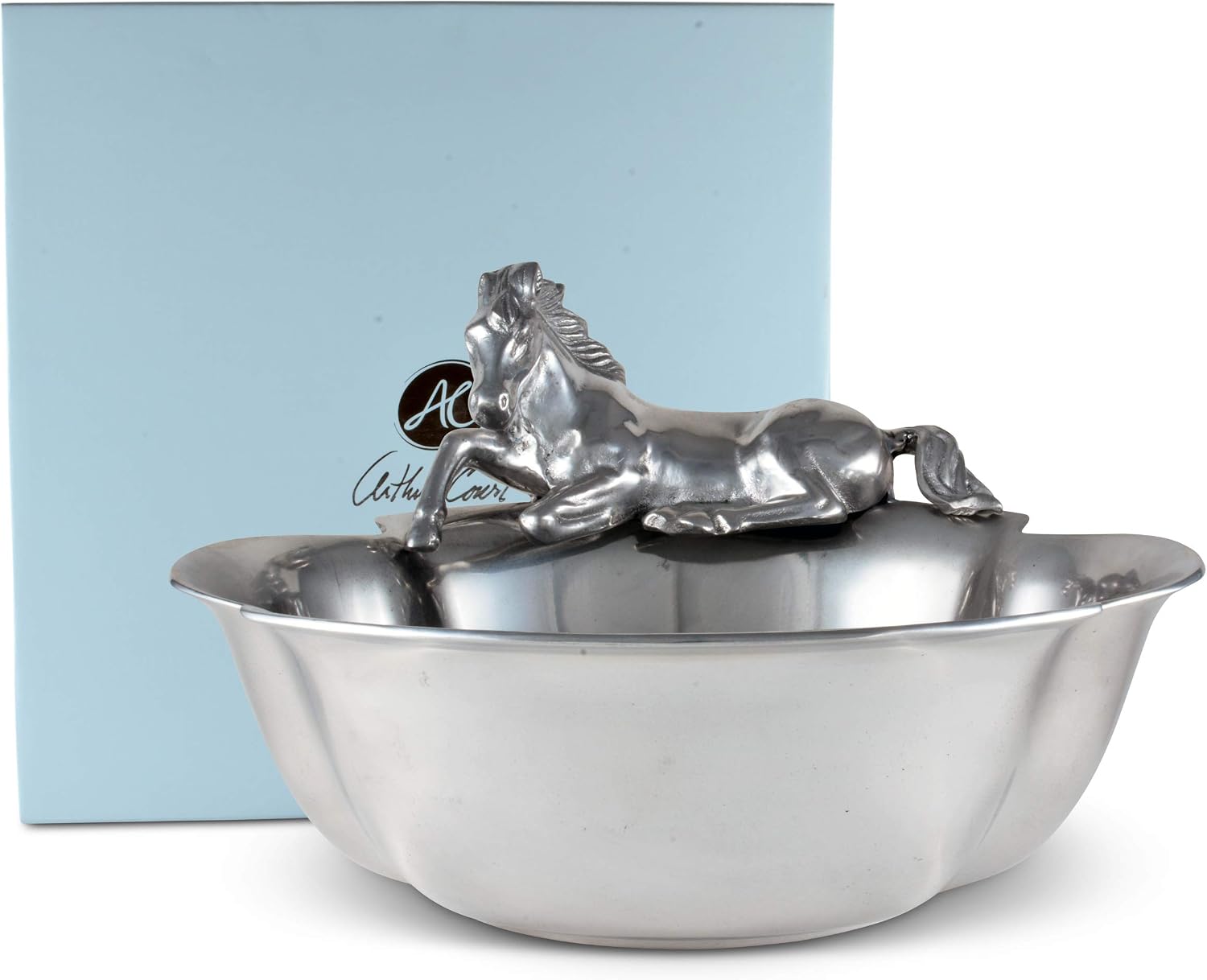 Arthur Court Designs Aluminum Figural Horse Bowl 12.5 inch Diameter 4 inch Tall