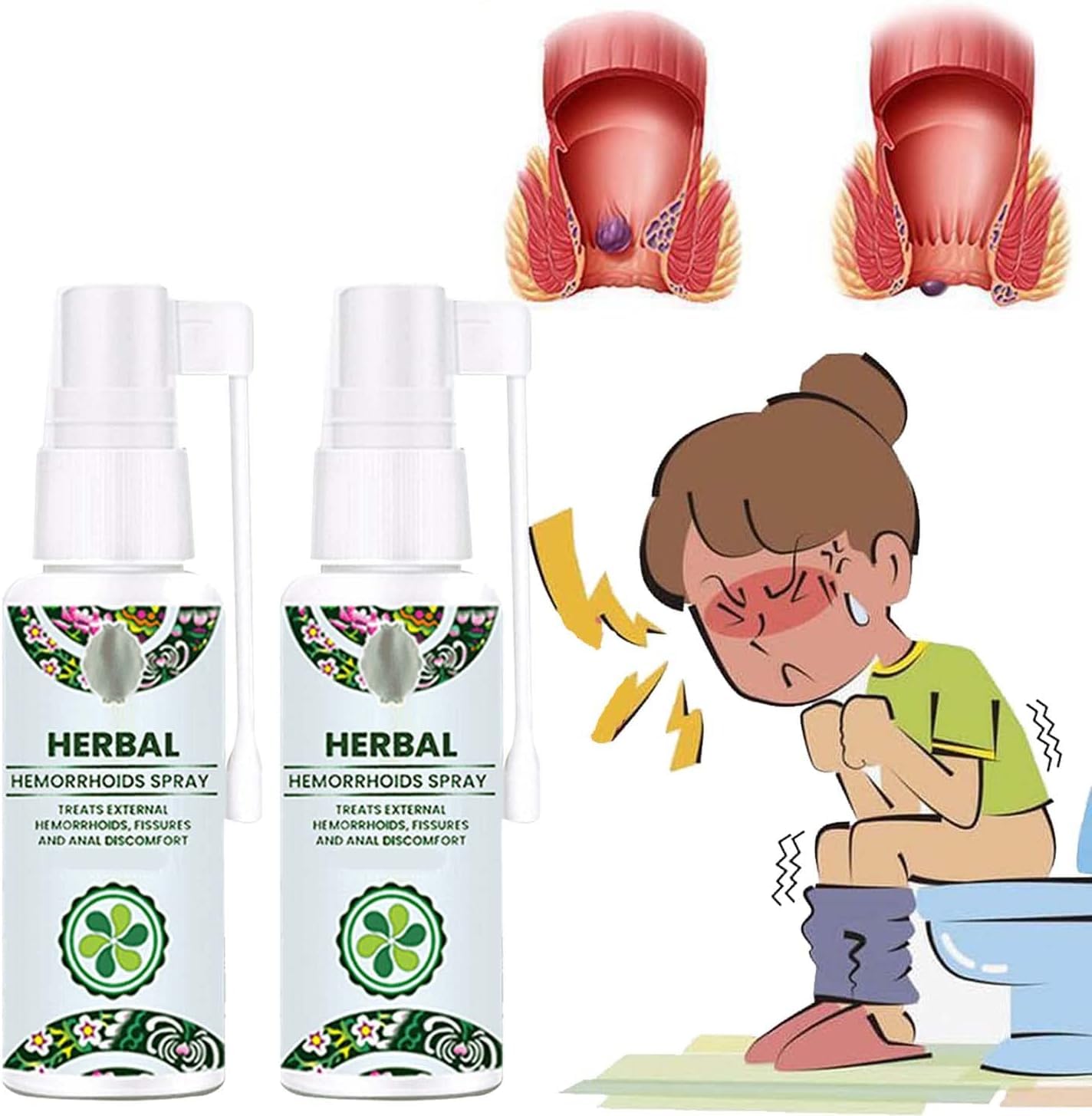 Fast Hemorrhoid Relief Spray – Natural Herbal Formula for Internal & External Use, Soothing Itch & Pain Relief for Hemorrhoids, Effective Anal Care Treatment (2)