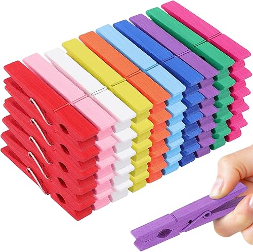100 alfileres de madera, pinzas de color de 2.8 pulgadas, alfileres de ropa coloridos, pinzas de ropa coloridas, clips de madera para manualidades,