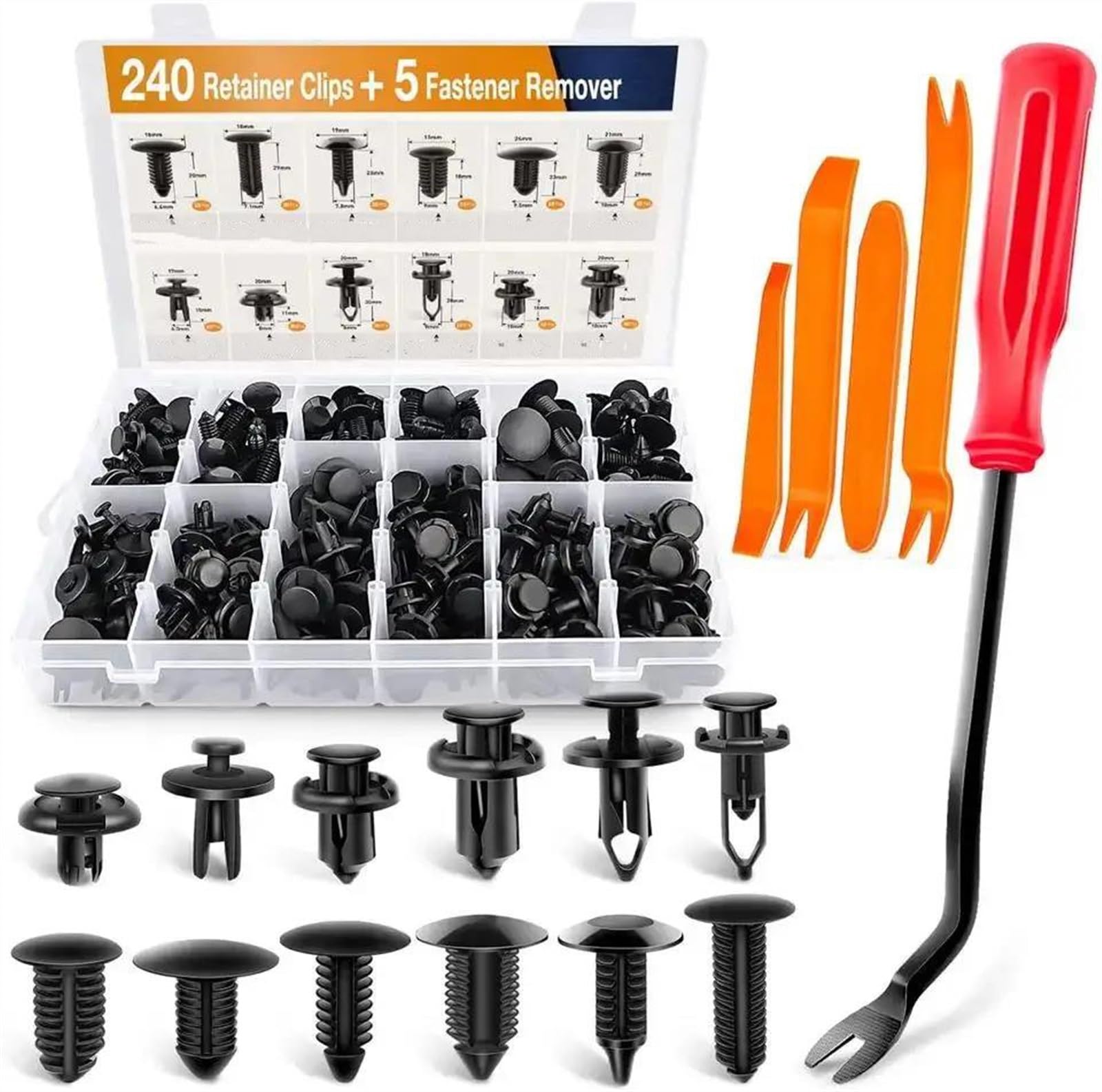 Accessoires de voiture Kit De Clips De Fixation Automatique, 240 Pièces, Rivets Pour Garde-boue, Goupille De Retenue Pour Carrosserie De Voiture, Rivet Pour Pare-choc, Garniture De Porte, Clips De Ret