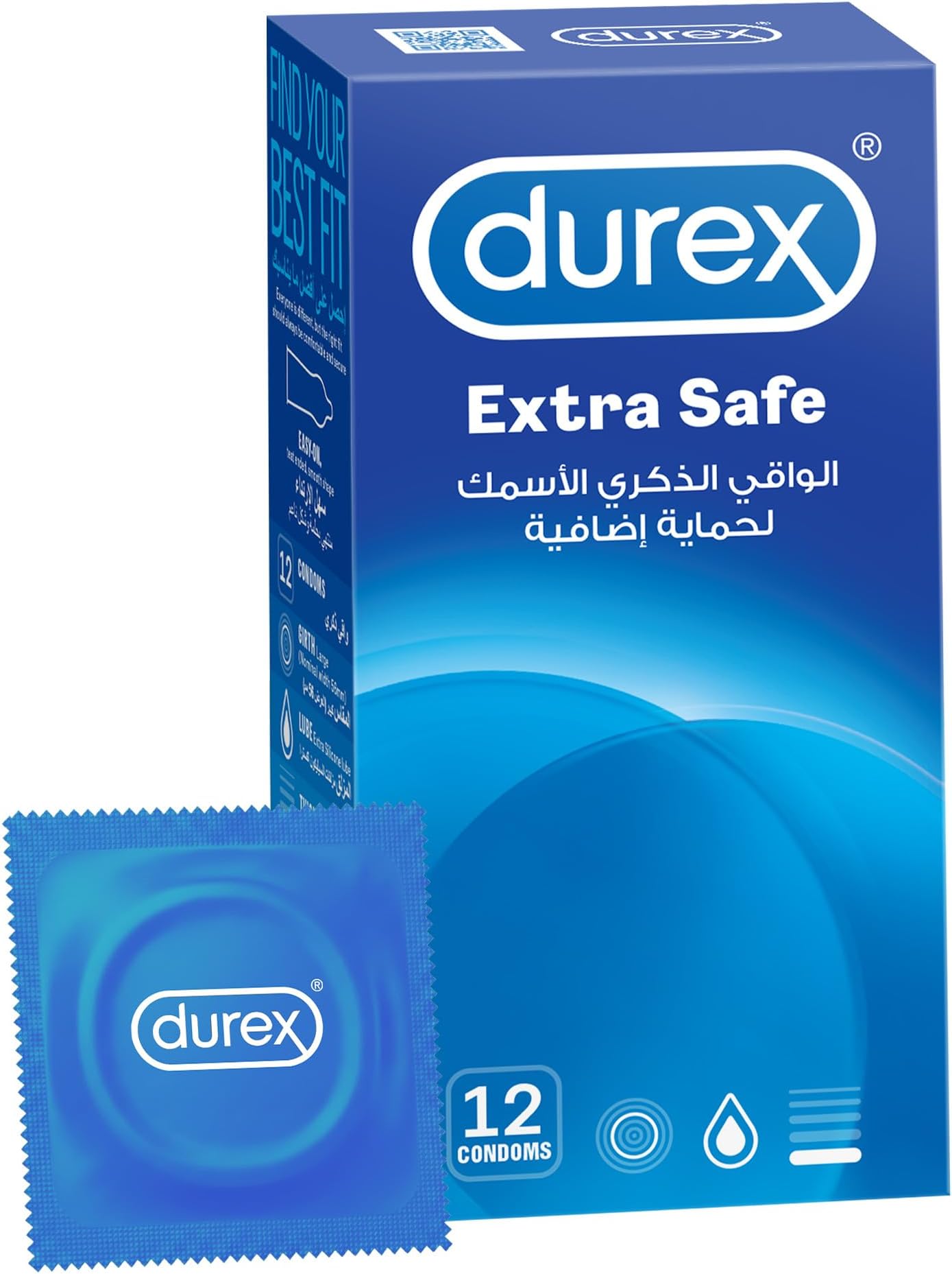 Durex Extra Safe Extra Lubed Condoms for Men , Pack of 12