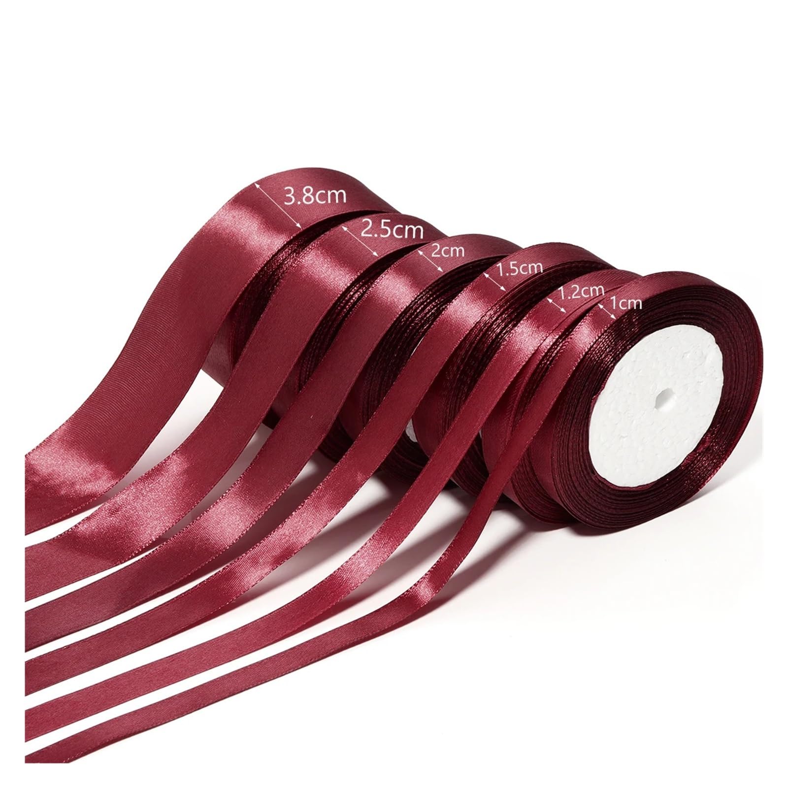 Bänder 100 Yards weinrotes einseitiges Satinband for Einwickeln von weihnachtlichem Nähstoffband(38mm)