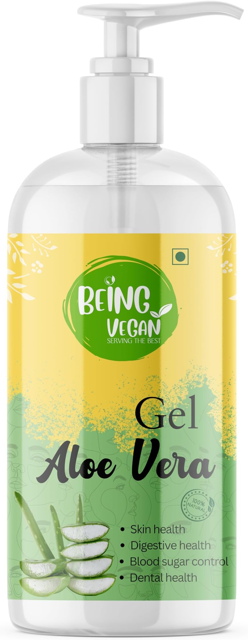 BEING VEGAN Aloe Vera Gel - 300ml | Pure & Natural with Vitamin E โ Hydrates, Moisturizes & Soothes Skin โ For Face, Hair, Acne, Scars, Dark Circles & Sunburn โ Skin Care Gel for Men & Women
