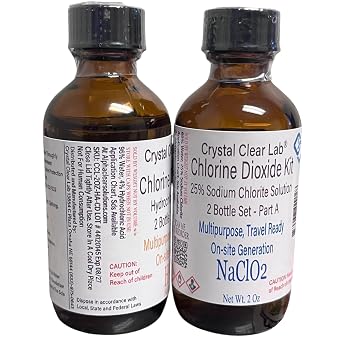 Crystal Clear Lab Chlorine Dioxide - Pure CDS Set with Single-Drop Bottles Extra Large 4 fl oz