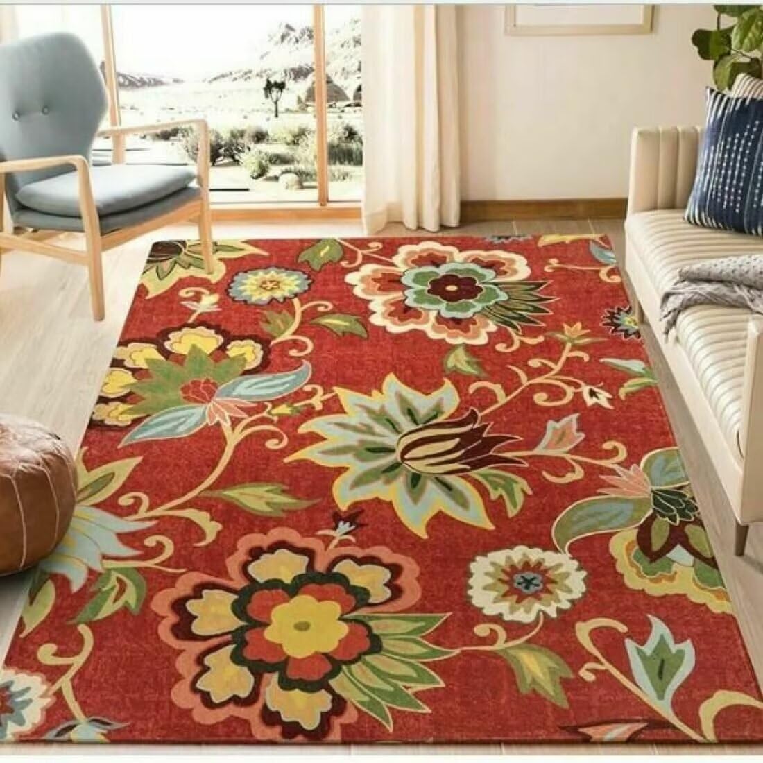 Tapis intérieur motif floral doux accessoire de salon élégant