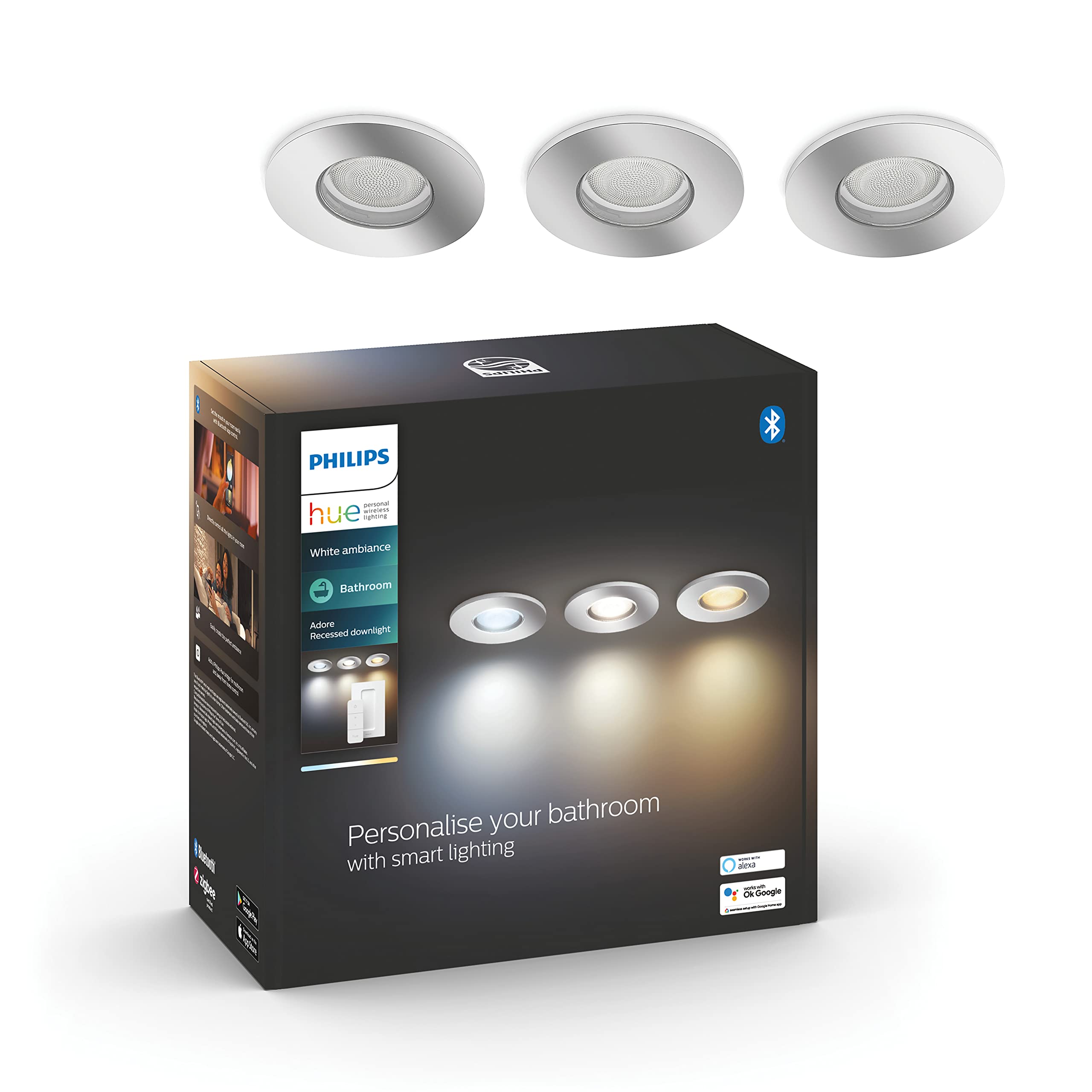 Philips Hue Adore Badkamer Wandlamp - Chrome - White Ambiance Bluetooth Incl Dimmer Switch Philips Hue Adore Badkamer Wandlamp - Chrome - White Ambiance Bluetooth Incl Dimmer Switch