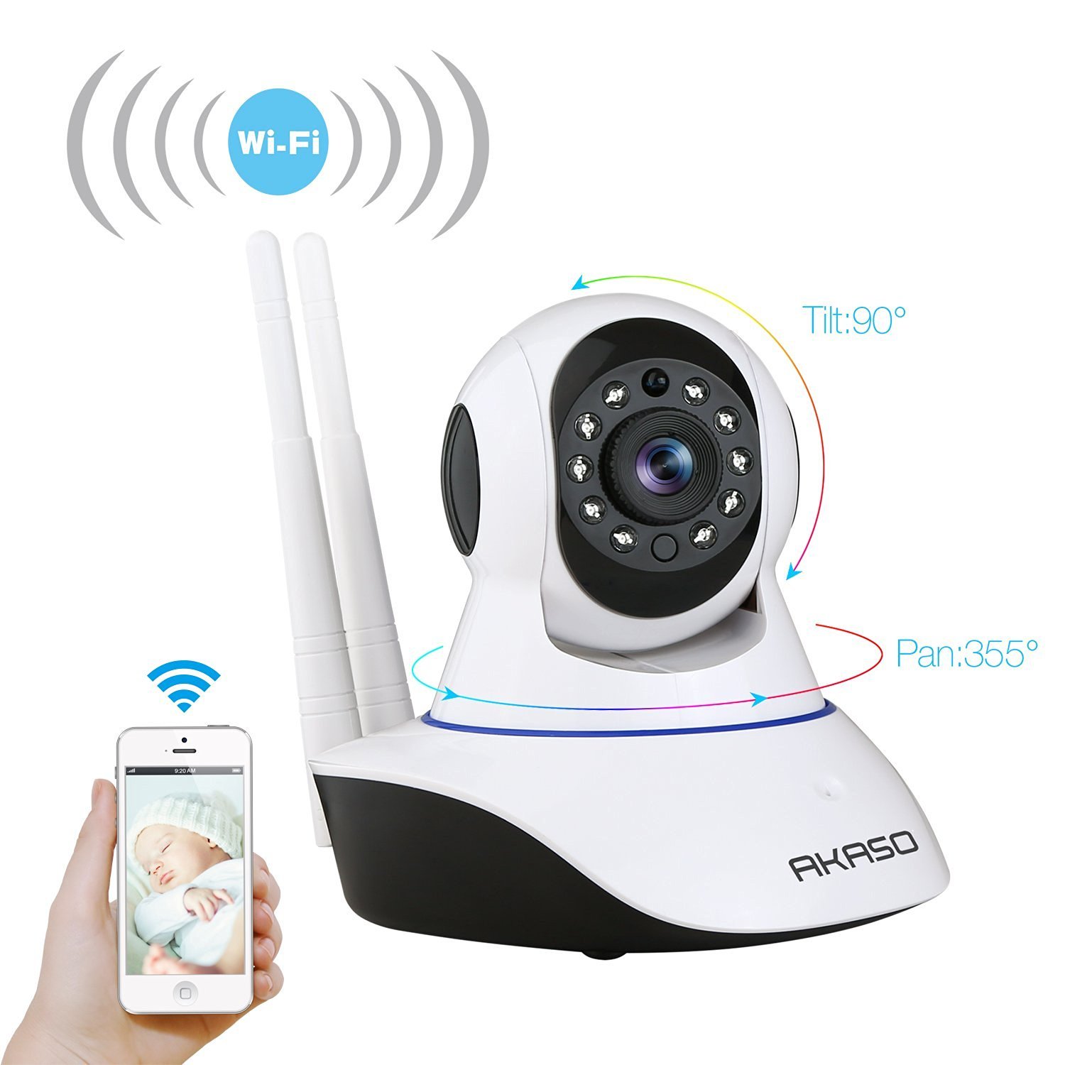 Akaso Wireless Wifi Security Ip Camera Pan Tilt 720p Hd
