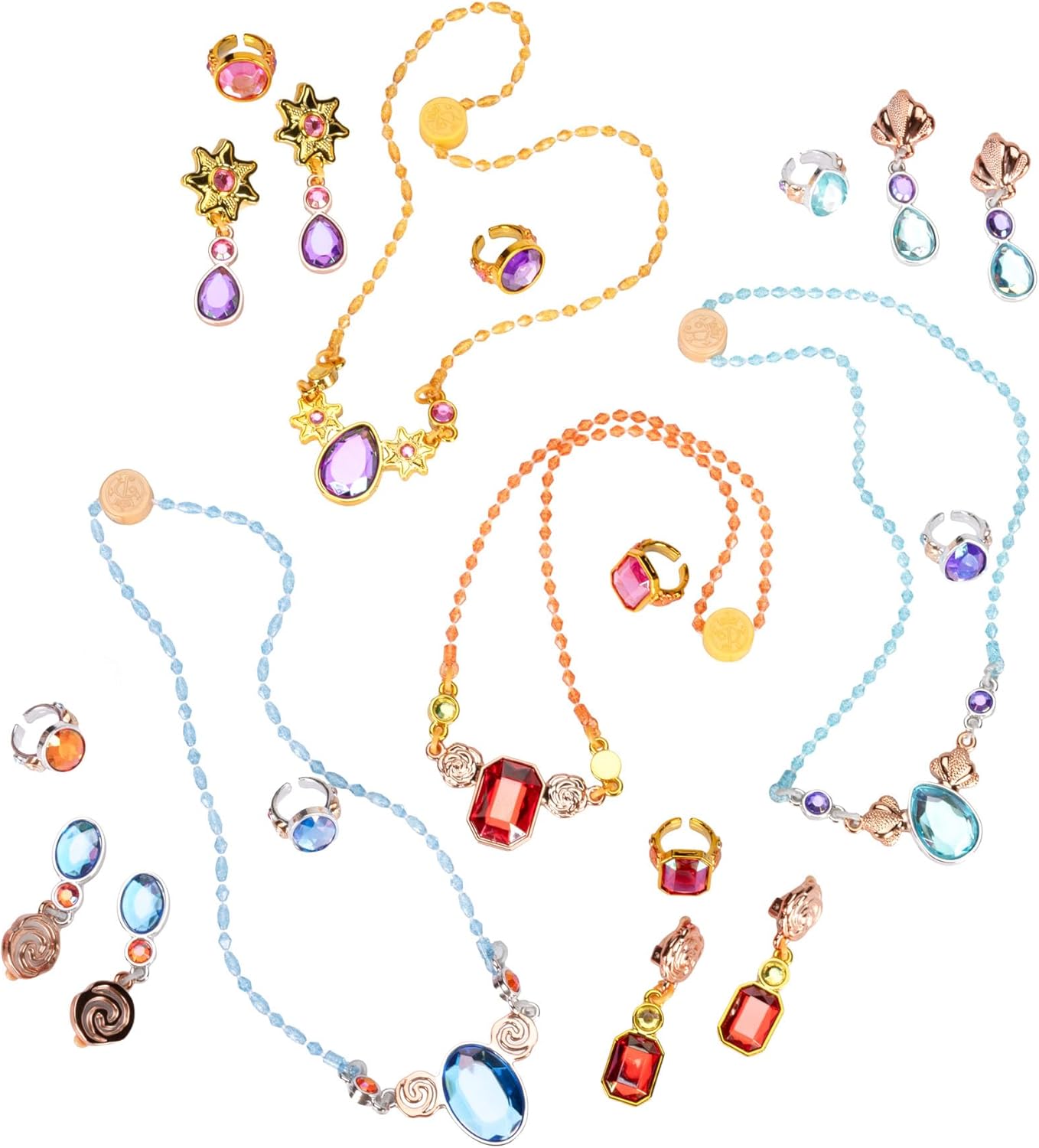 JAKKS Pacific Disney Princess Style Collection - New Giftable Glamour Jewelry Line! This PDQ Box Includes 16 Mini Jewelry Boxes (8) Dazzling Necklace and Ring Sets and (8) Earrings and Ring Sets