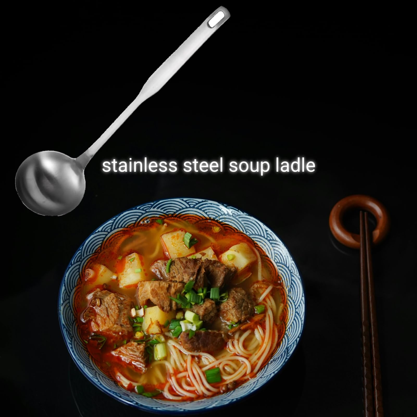 Soup Ladle,Stainless Steel Ladle Spoon 11.6x3.1inch Stainless Steel Soup Spoon Ladle With Ergonomic Handle Hotpot Ladle for Kitchen