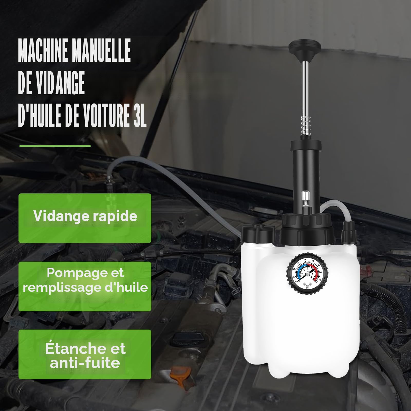 ASUNCELL 3L Vidange Liquide de Frein Manuel, Kit de Purge de Frein Manuel, Universel Purgeur de Frein, Vidange Liquide de Frein Manuel Adaptateur E20 Universel