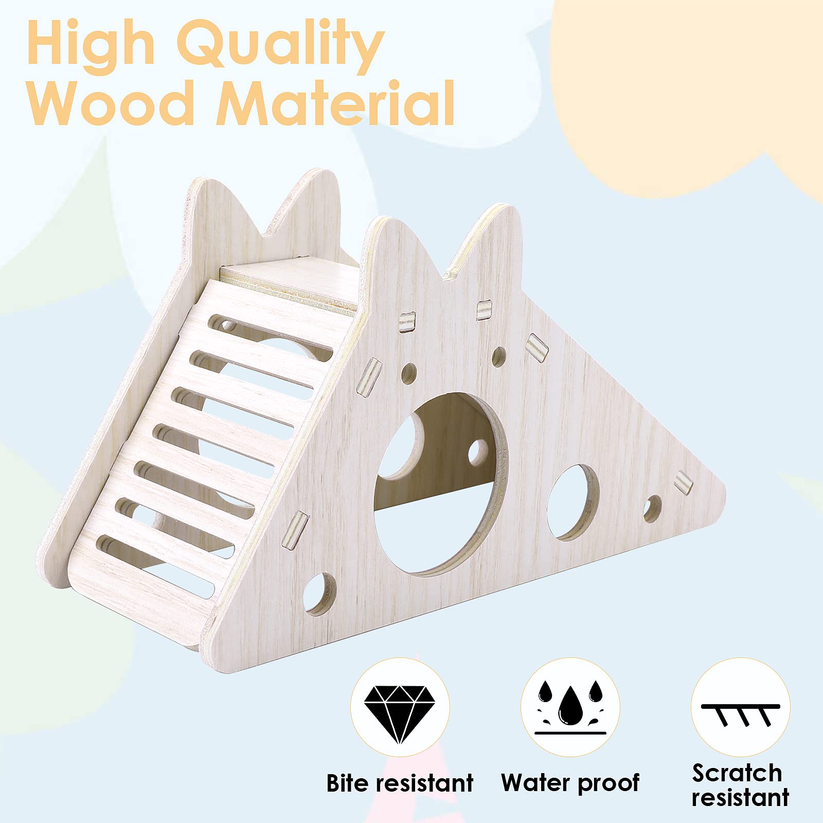 Hamsterhaus 2-stöckig Mit Treppe & Rutsche – Holz & Kunststoff Spielhaus Für Hamster, Mäuse, Ratten
