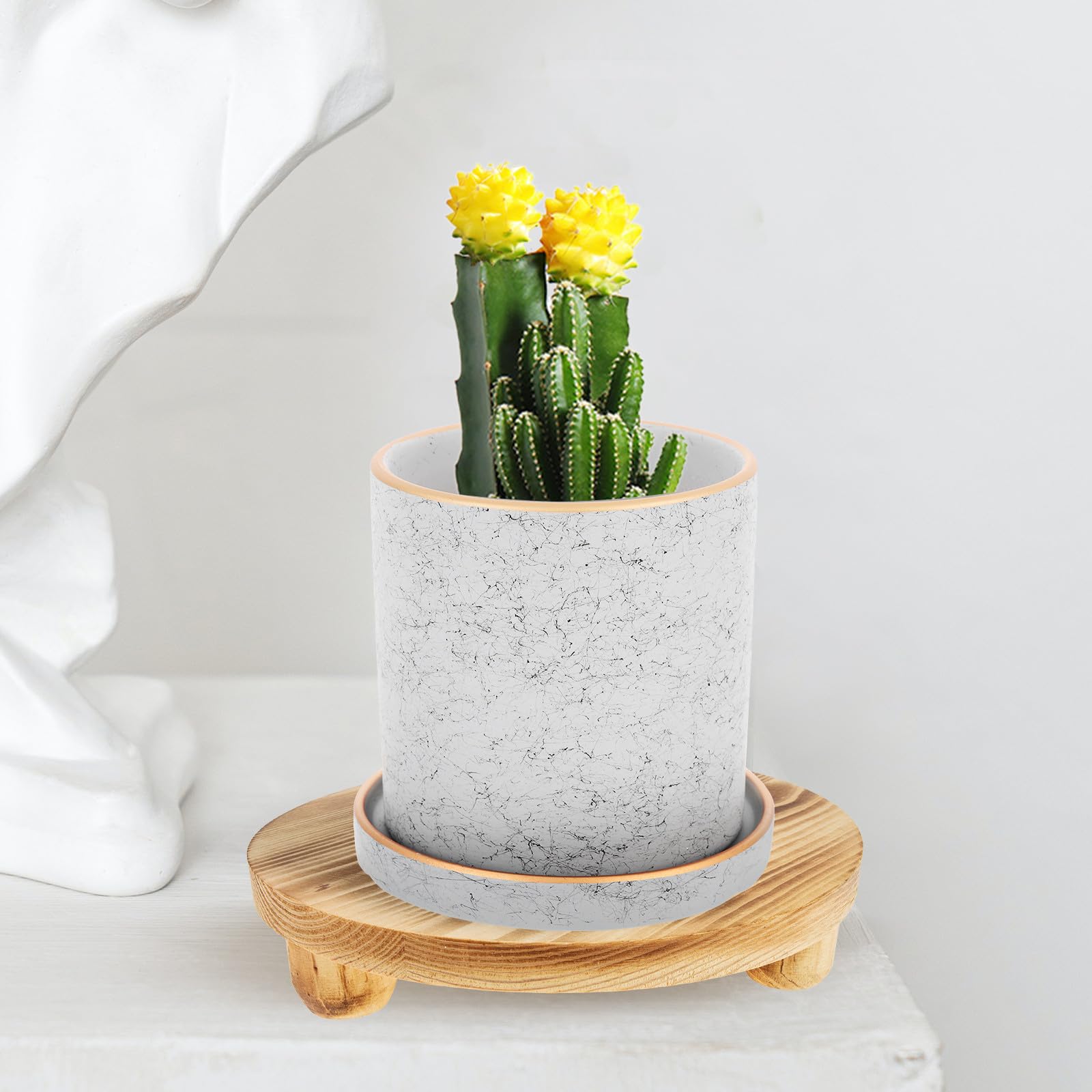 Toyvian Soporte para Macetas de Madera Maciza Pequeño, Base para Plantas Interior y Balcón, Soporte para Macetas de Jardín y Mesa, Expositor Decorativo Resistente y Funcional