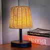 Bedside Lamps, Vintage Table Lamp for Bedroom, 3 Color Temperatures Dimmable Retro Vine Woven Night Light with USB Inline Control & Timer for Kids Room, Study Dorm Office Shelves [Energy Class A]