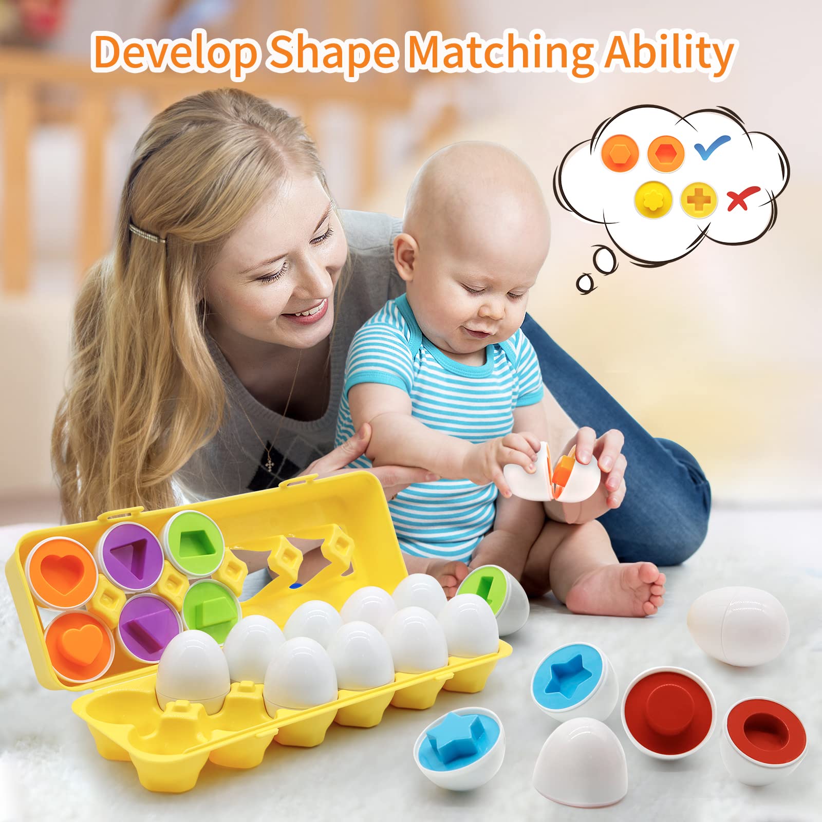 Shape Recognition Kidzlane Color Matching Egg Set Bluey Toys
