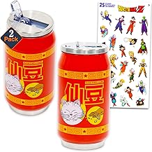 Dragon Ball Z Stainless Steel 9oz Water Bottle Set - Bundle of 2 Karin Senzu Beans Travel Thermo Cool Tin Can Tumblers Plus Stickers | Dragon Ball Z Gifts