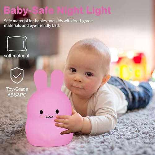 Miniatura 4 de Luz nocturna LED para niños, decoración de habitación de cama de niños, estética, silicona suave sin BPA, linda lámpara nocturna de animales que