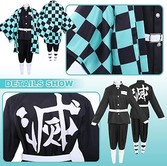 Cosplay Kimono Anime Cosplay Costume,Nezuko Cosplay Kimono for Girls Women,Halloween Costumes Tanjiro Cosplay Costume for Kids & Adults Halloween Carnival Party