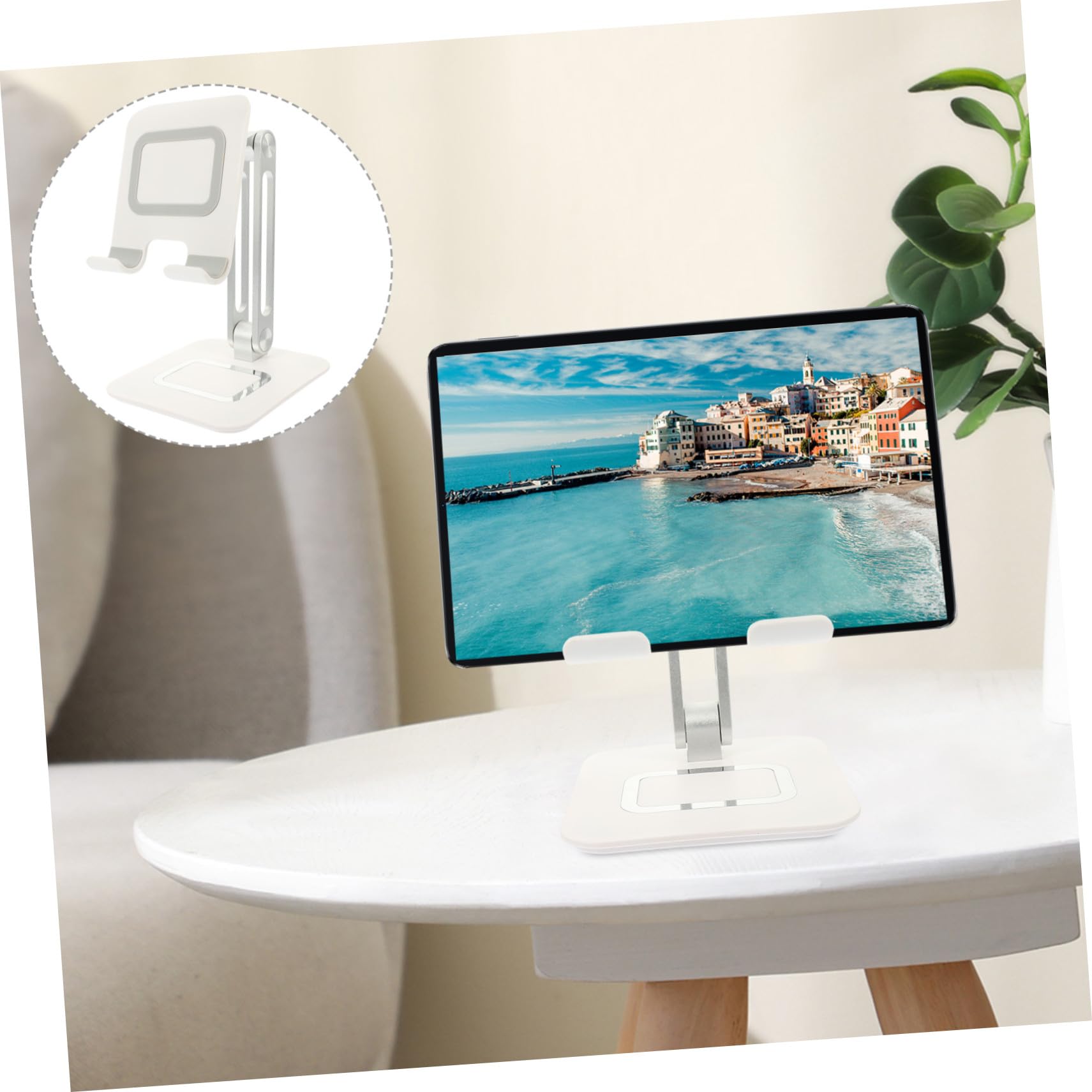 Supporto Telefono da Scrivania Pieghevole in Metallo Regolabile Stand per Tablet e Cellulare Antiscivolo con Base Stabile Portatile per Ufficio e Casa