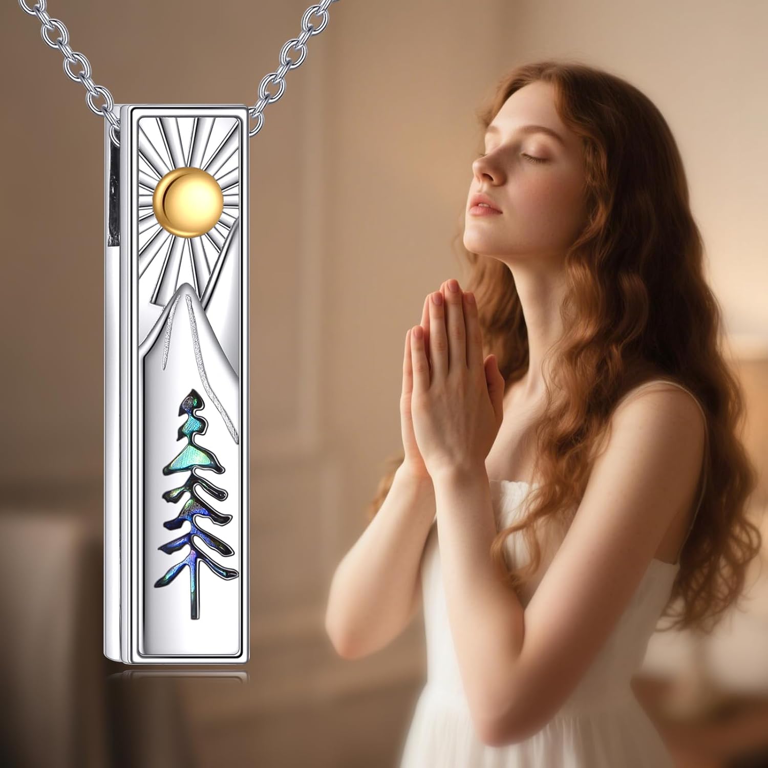 Mountain Urn Necklace for Ashes Sterling Silver Nature Cremation Pendant Memorial Jewelry Gifts with Funnel Filler for Women Men - Image 6