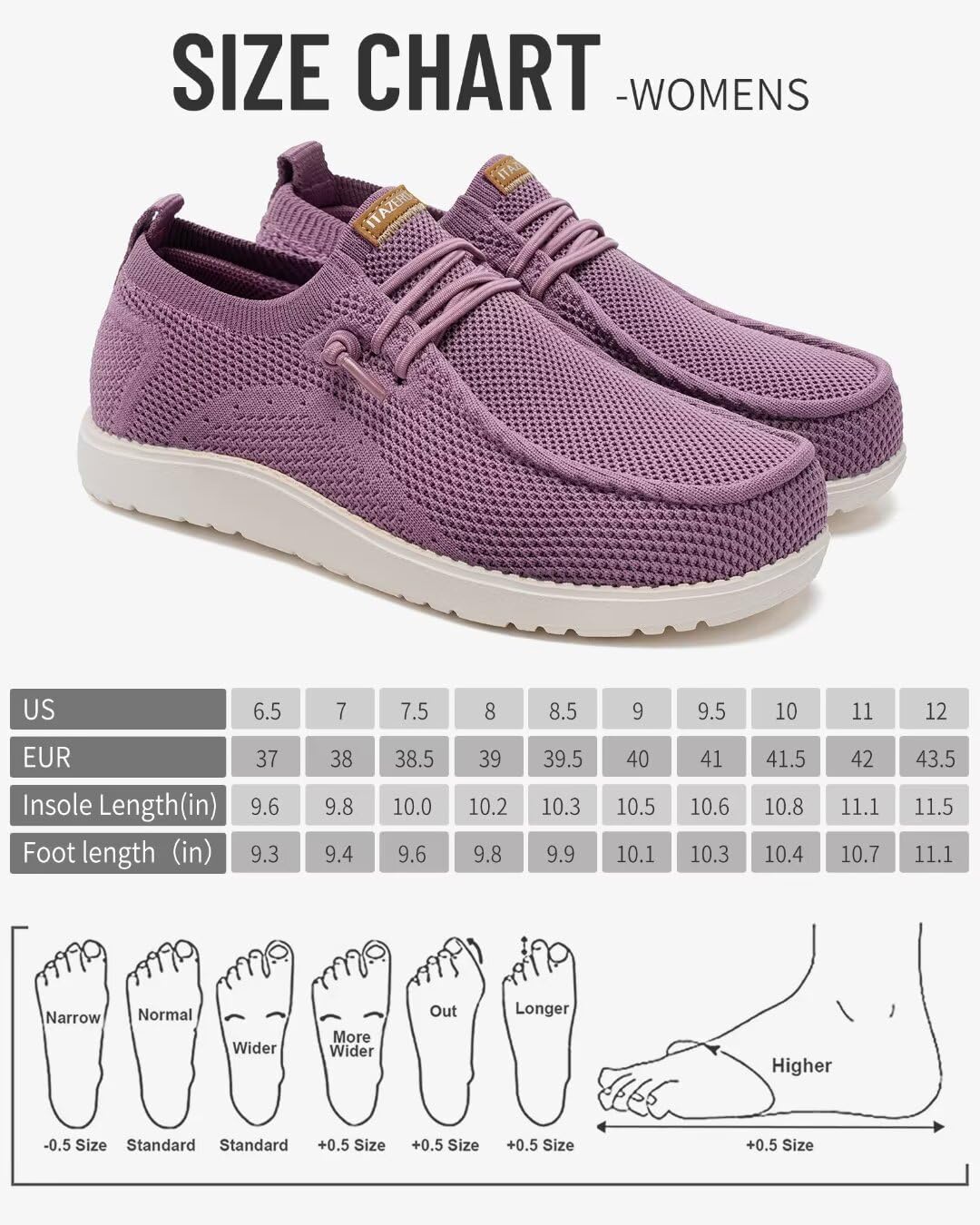 ITAZERO Women's Wide Width Walking Shoes Slip-On Loafers with Arch Support Diabetic-Orthopedic Comfort Shoes for Swollen Feet for Plantar Fasciitis - Image 6