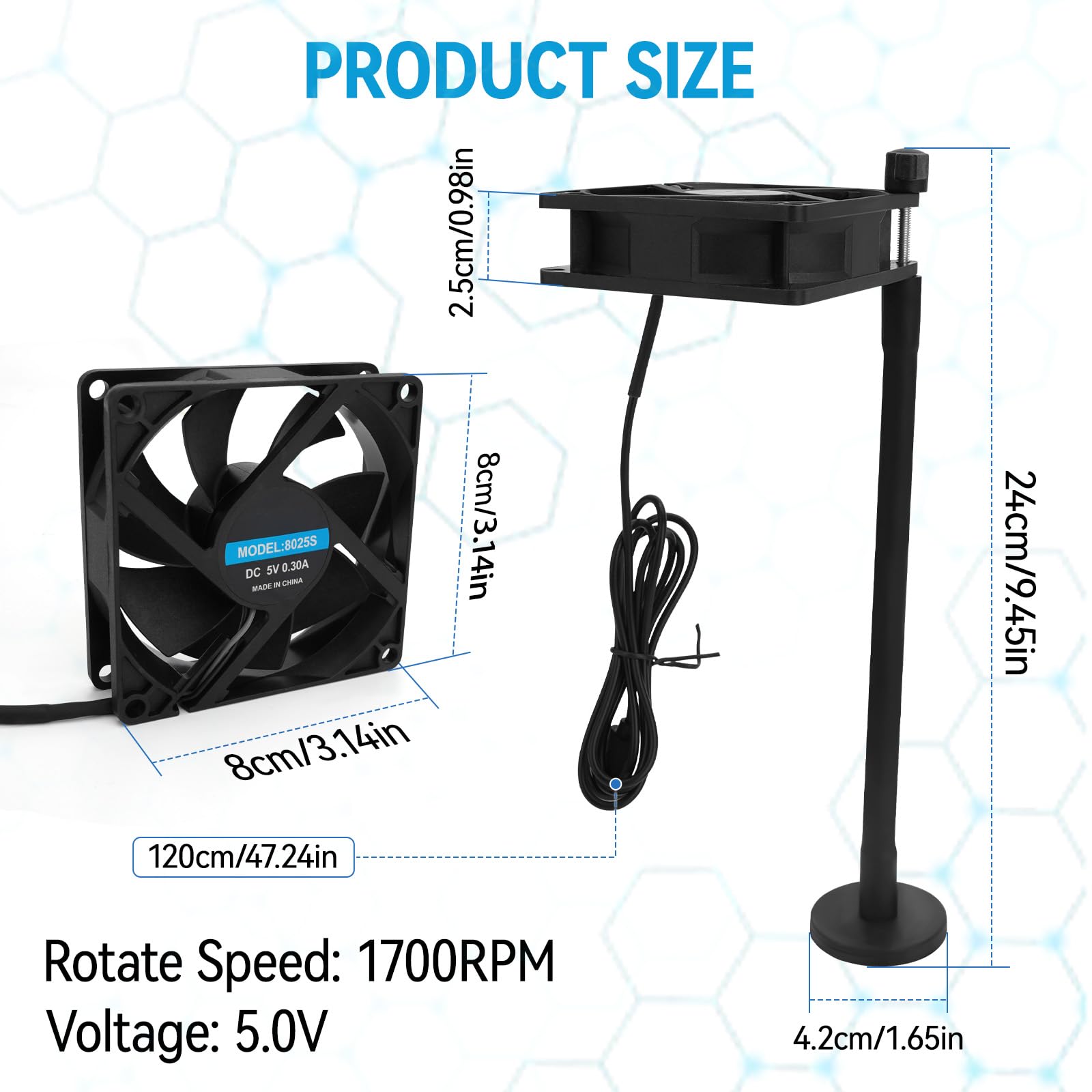 Ventilador de refrigeración USB de 80 mm para carcasa de computadora, CPU, tarjeta gráfica